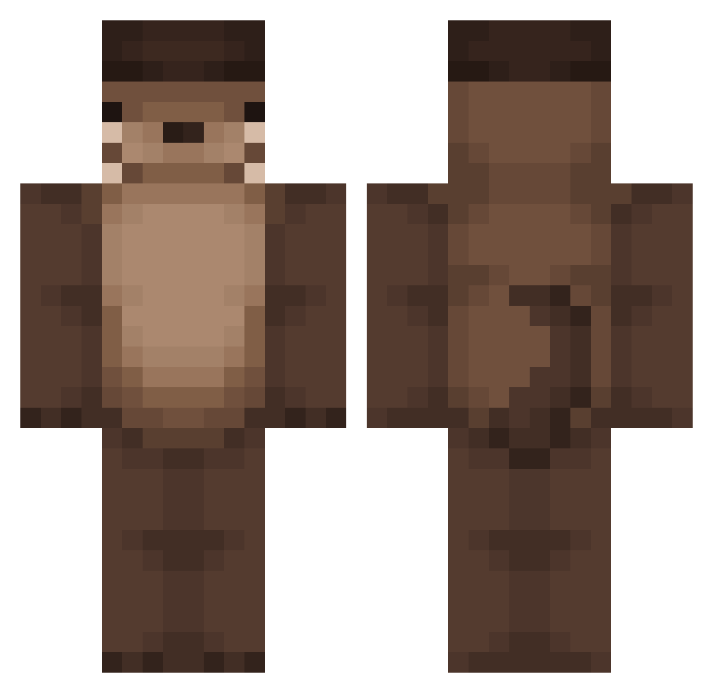 Thylacine Minecraft skin, front and back view