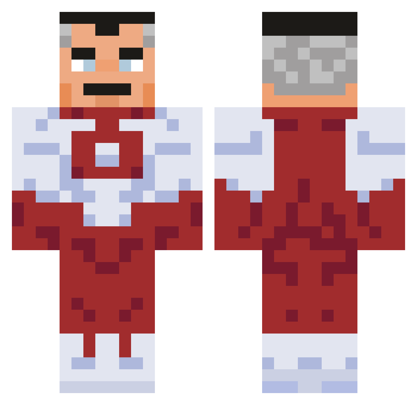 darkbroker Minecraft skin, front and back view
