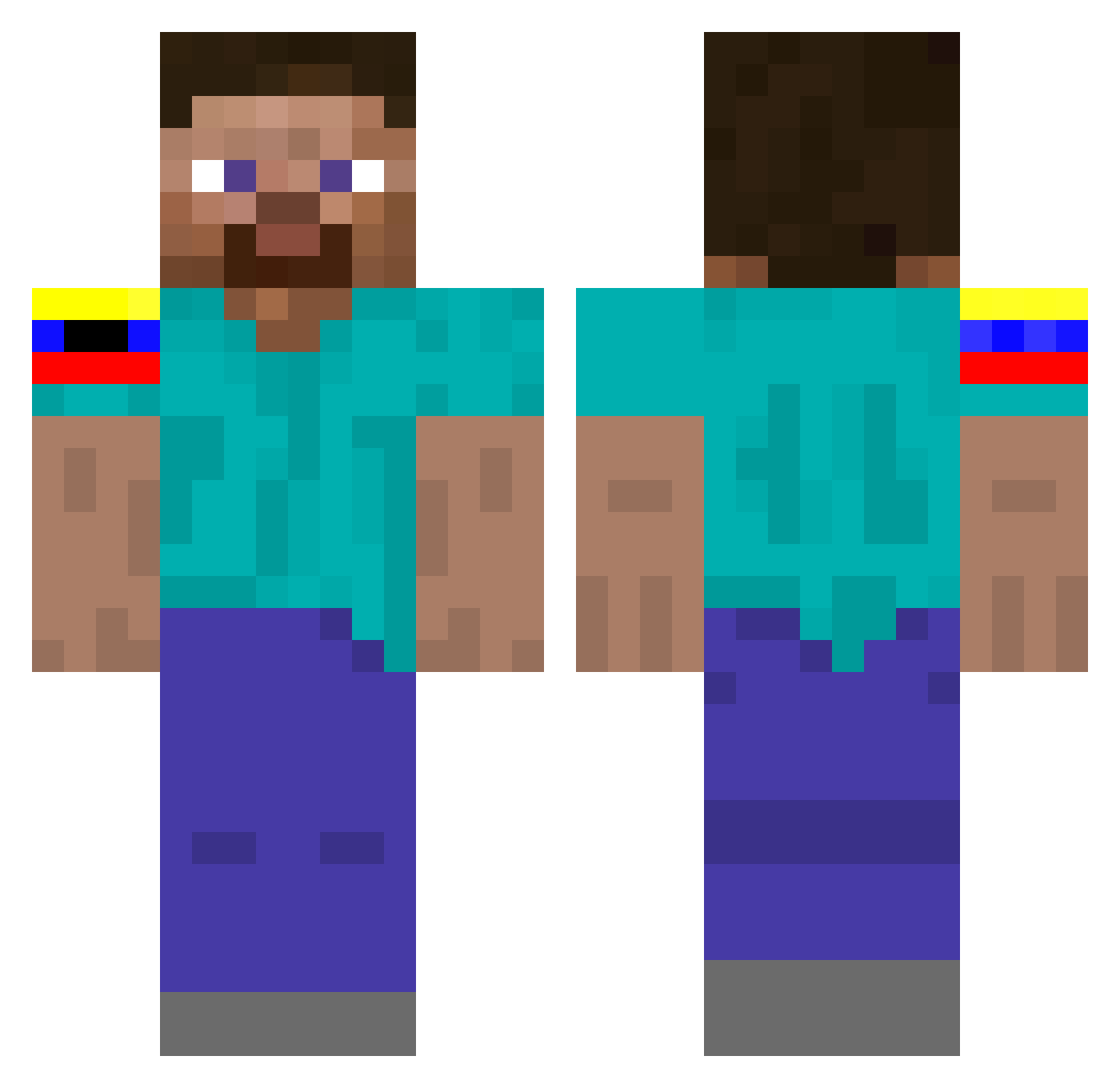 Correista Minecraft skin, front and back view
