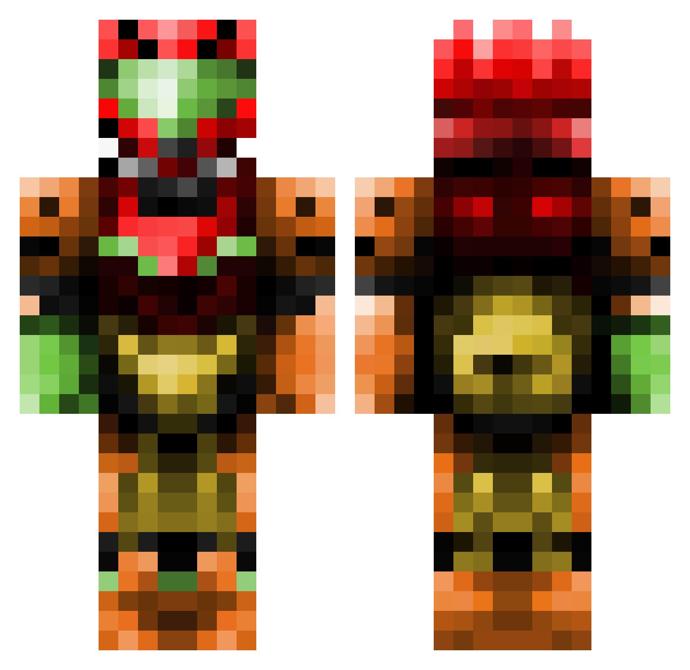 Rend Minecraft skin, front and back view