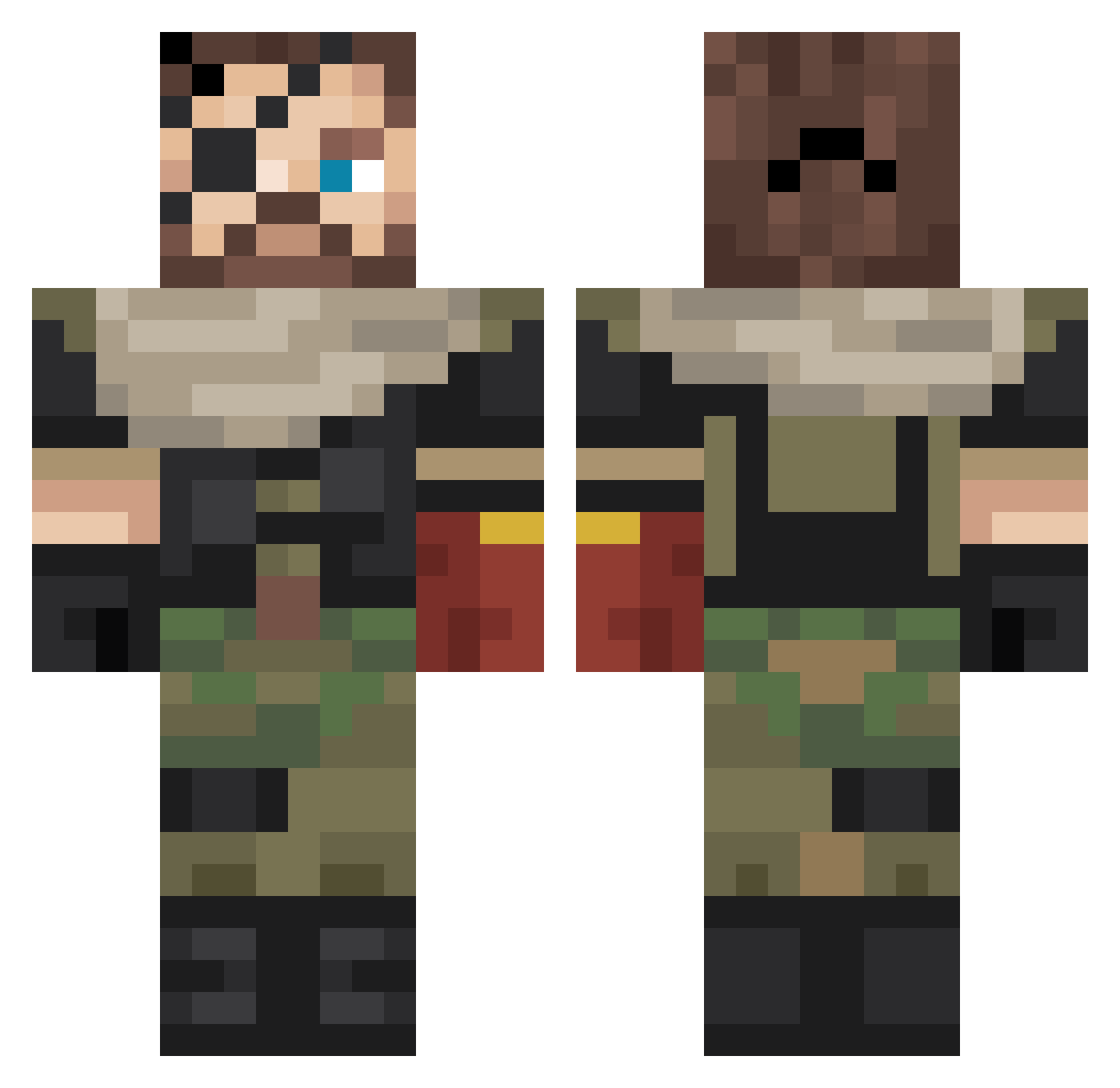 PulverPuffer Minecraft skin, front and back view