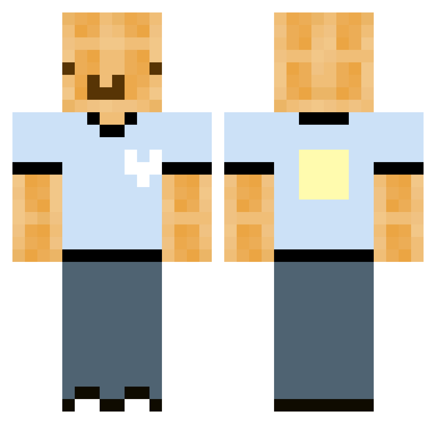 Sanctimoniously Minecraft skin, front and back view