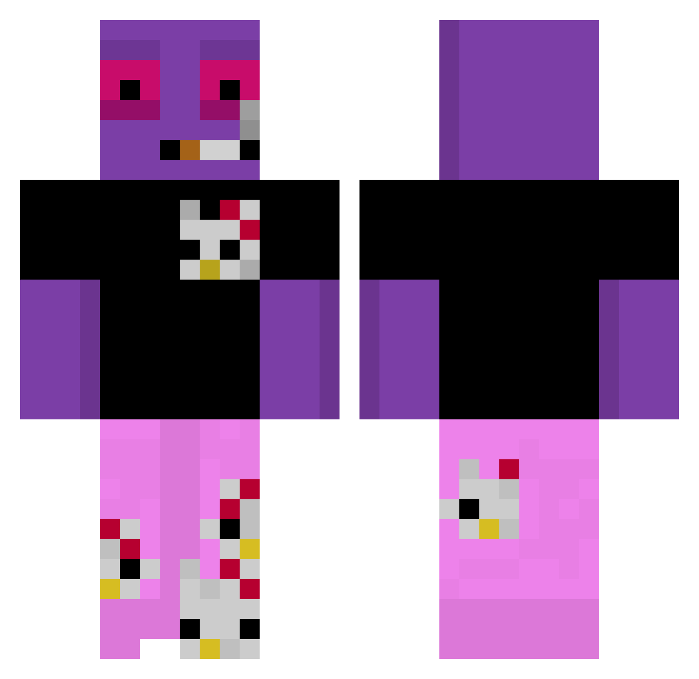 dedsecc Minecraft skin, front and back view