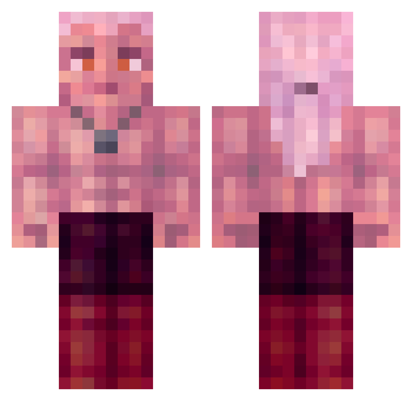 B1CHEZL0VECAKE Minecraft skin, front and back view