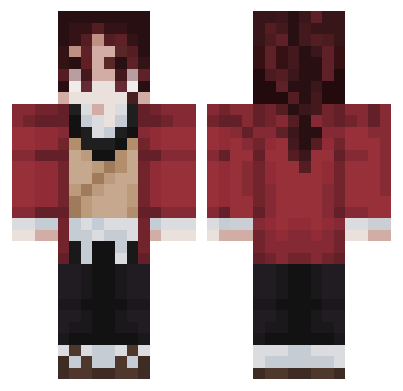 v0zxc Minecraft skin, front and back view