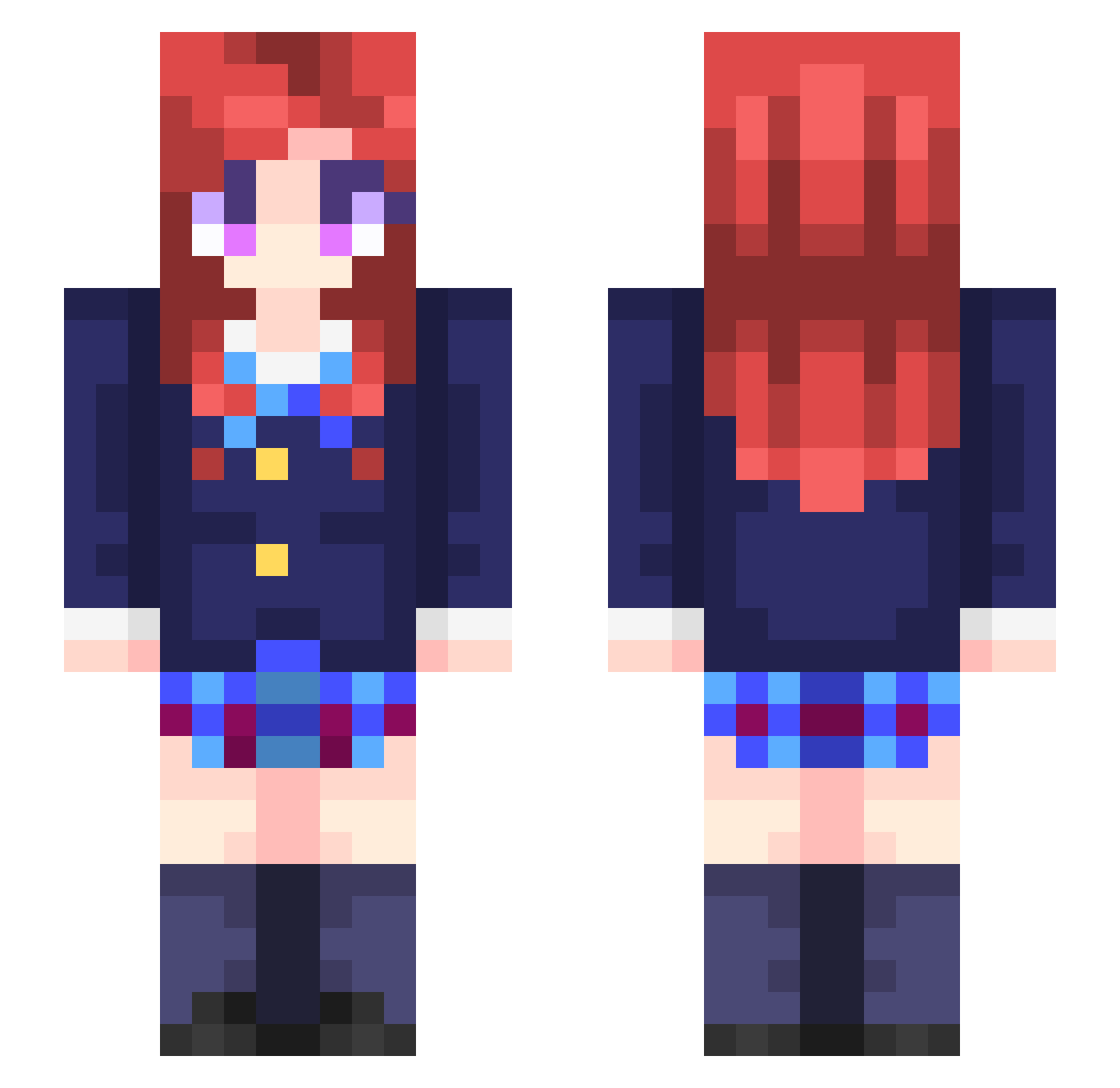 shuturburger Minecraft skin, front and back view