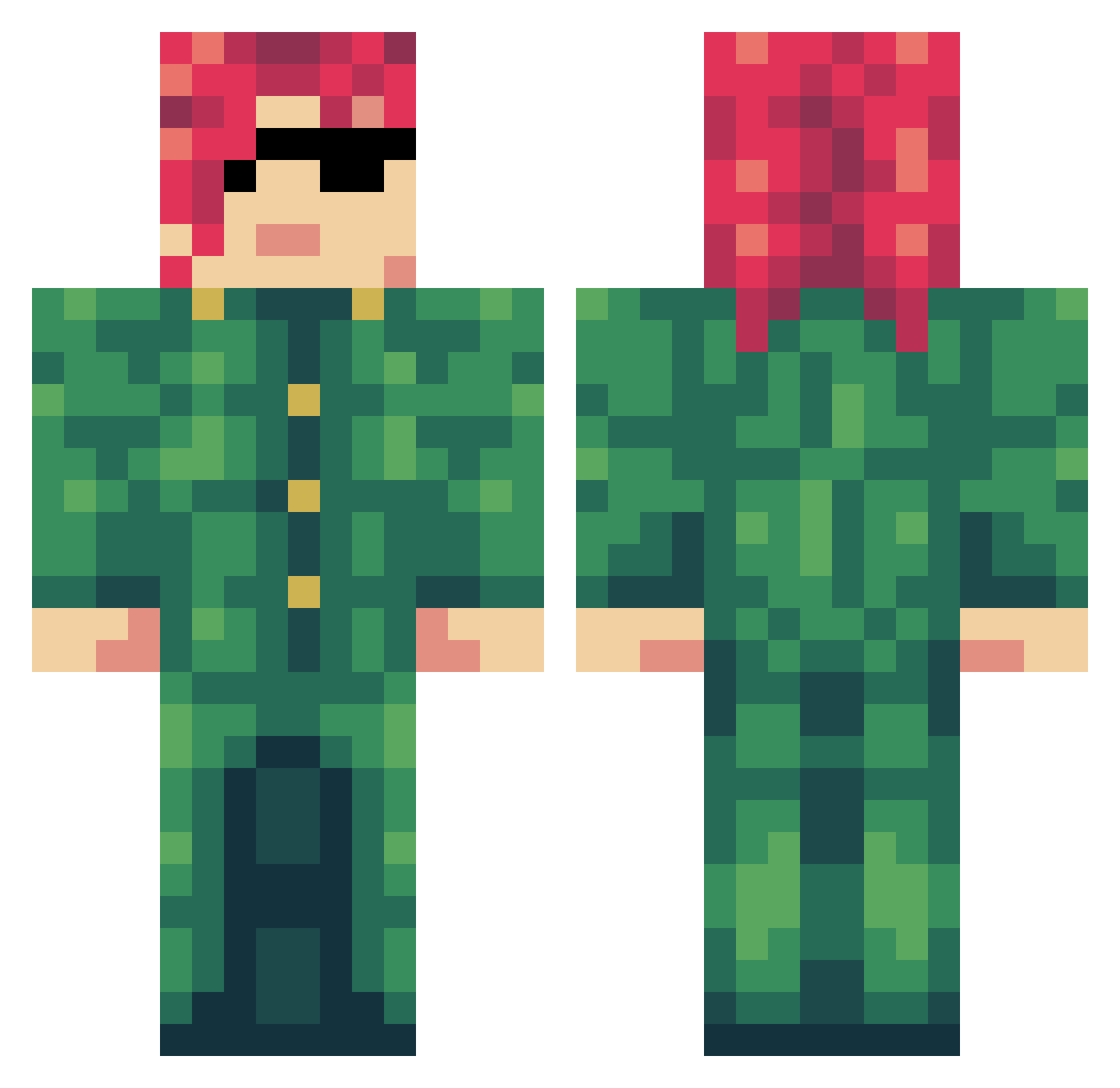 Chespin1235 Minecraft skin, front and back view