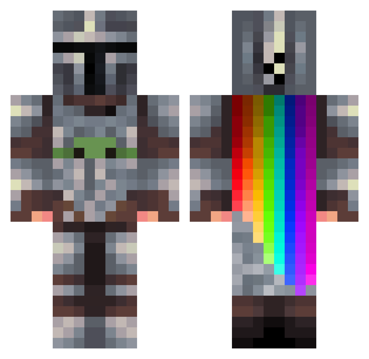 Darkenfog Minecraft skin, front and back view