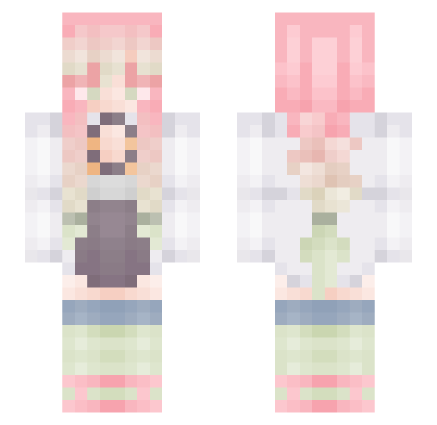 Openable Minecraft skin, front and back view