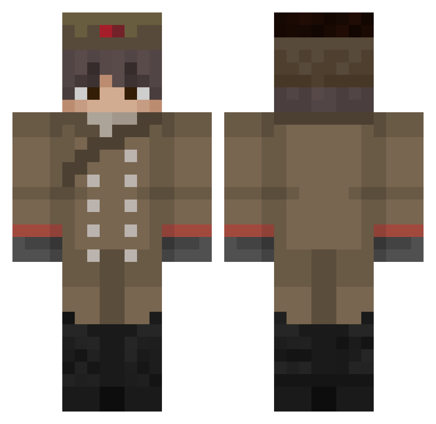 Sixteenthnotes Minecraft skin, front and back view