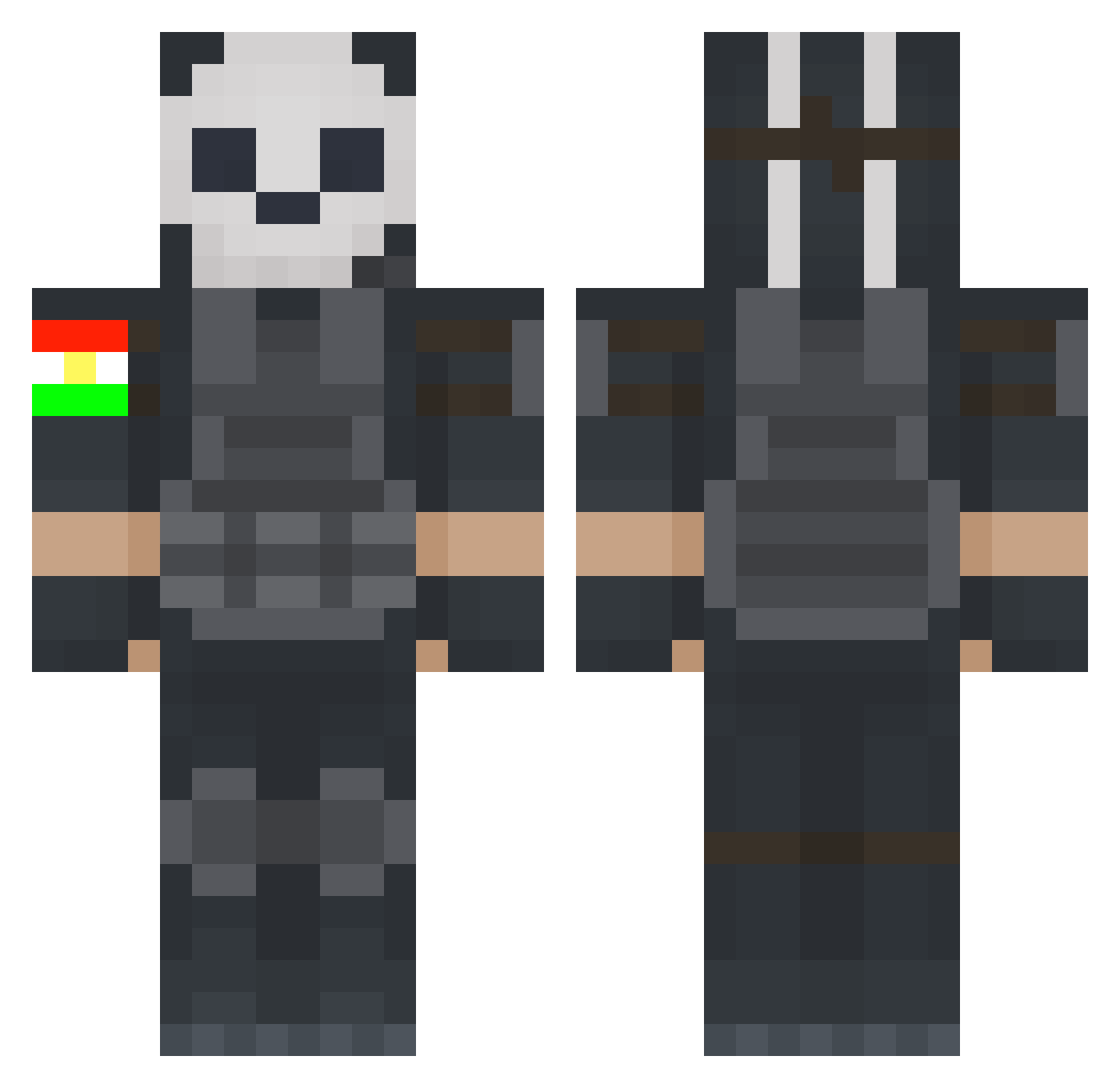 Suther Minecraft skin, front and back view