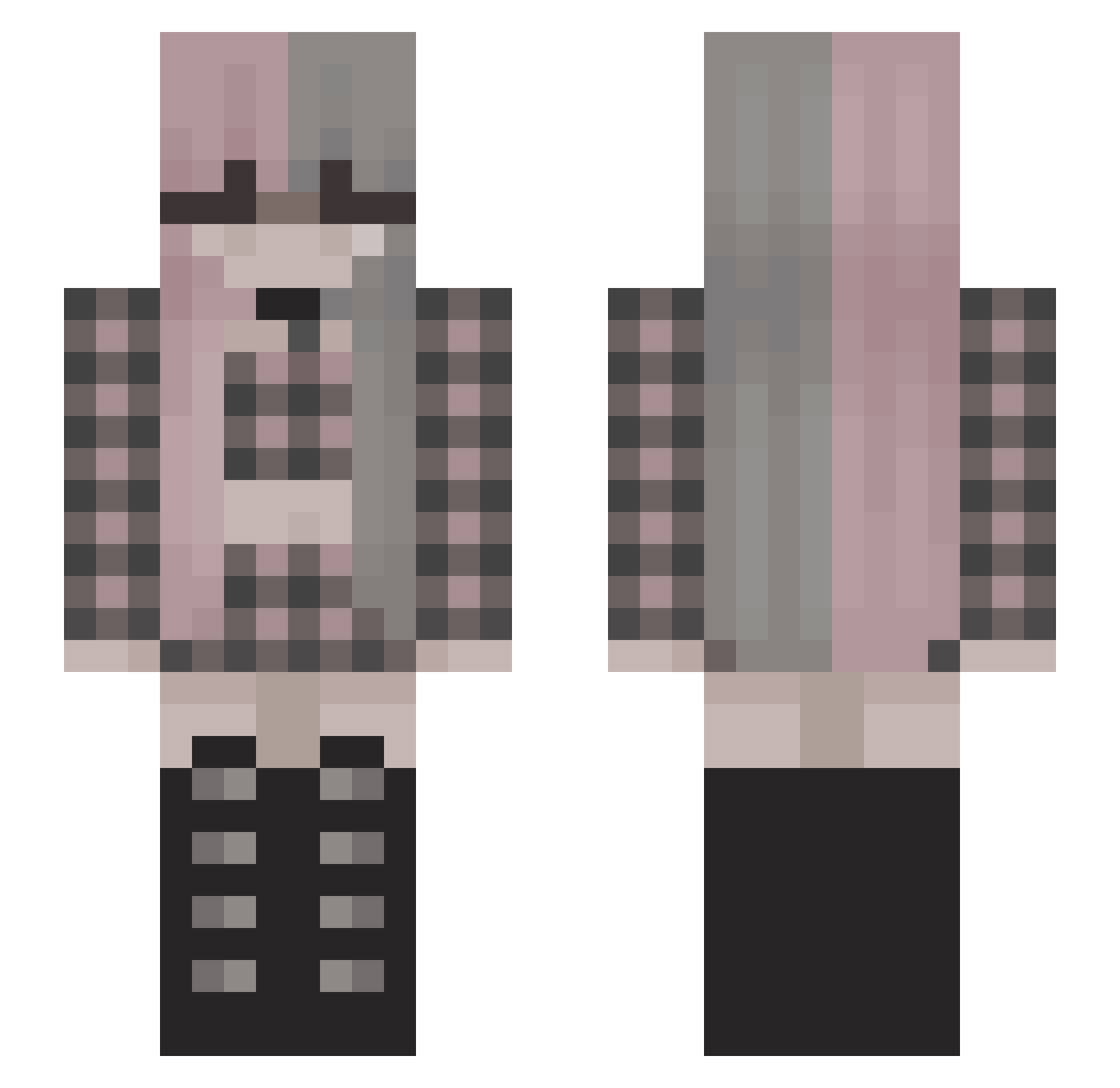 BePKiEmelie Minecraft skin, front and back view