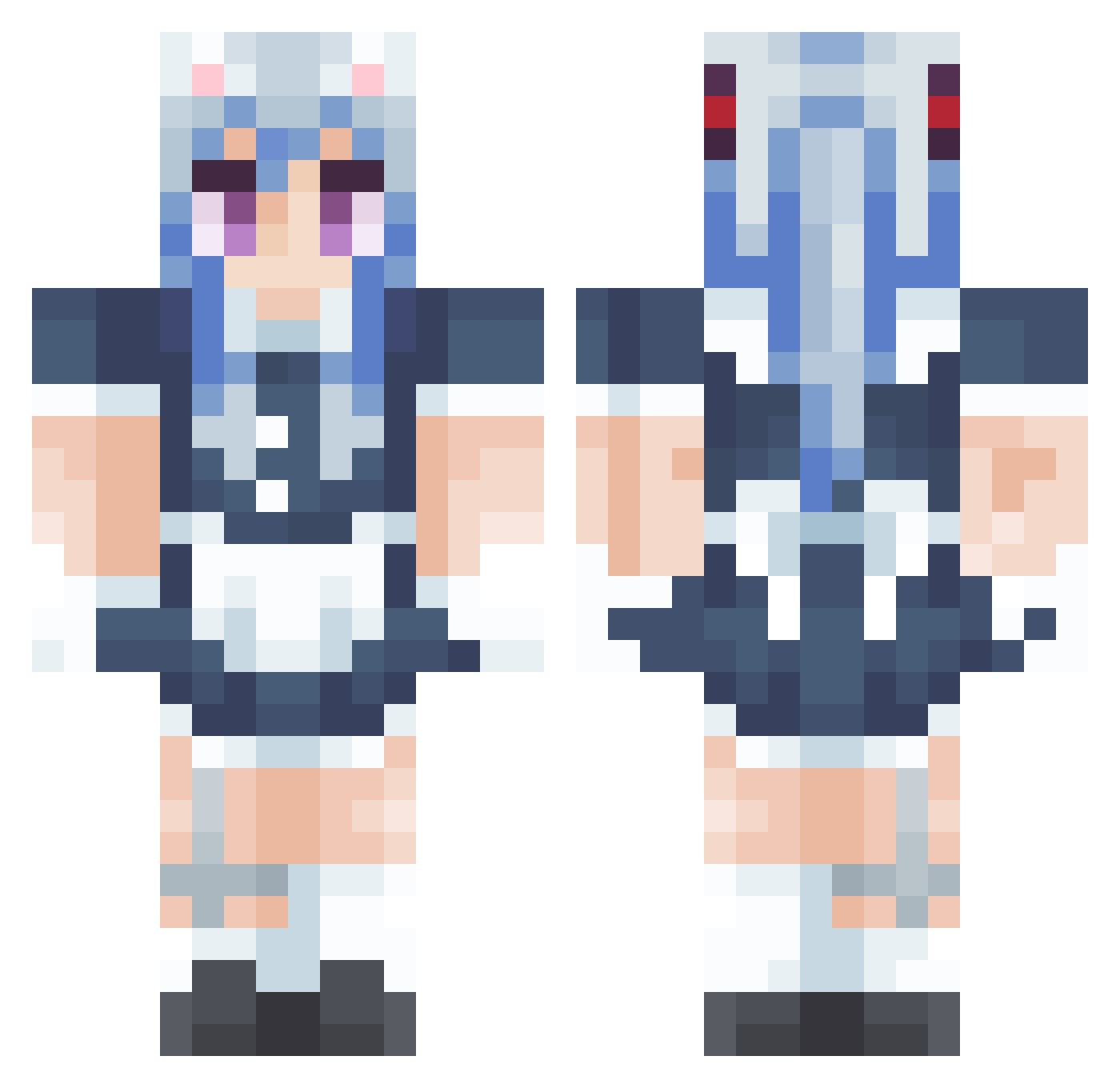 MaidGanyu Minecraft skin, front and back view