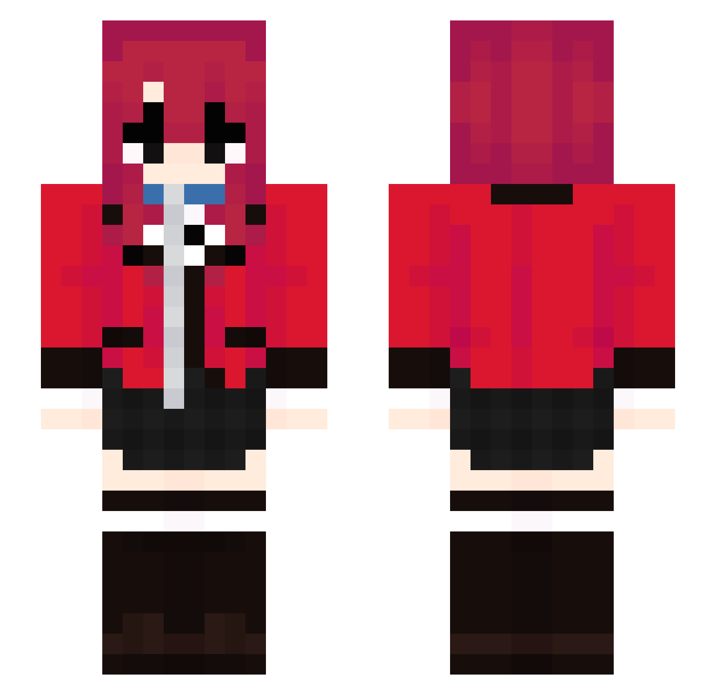 Phone0Ix Minecraft skin, front and back view