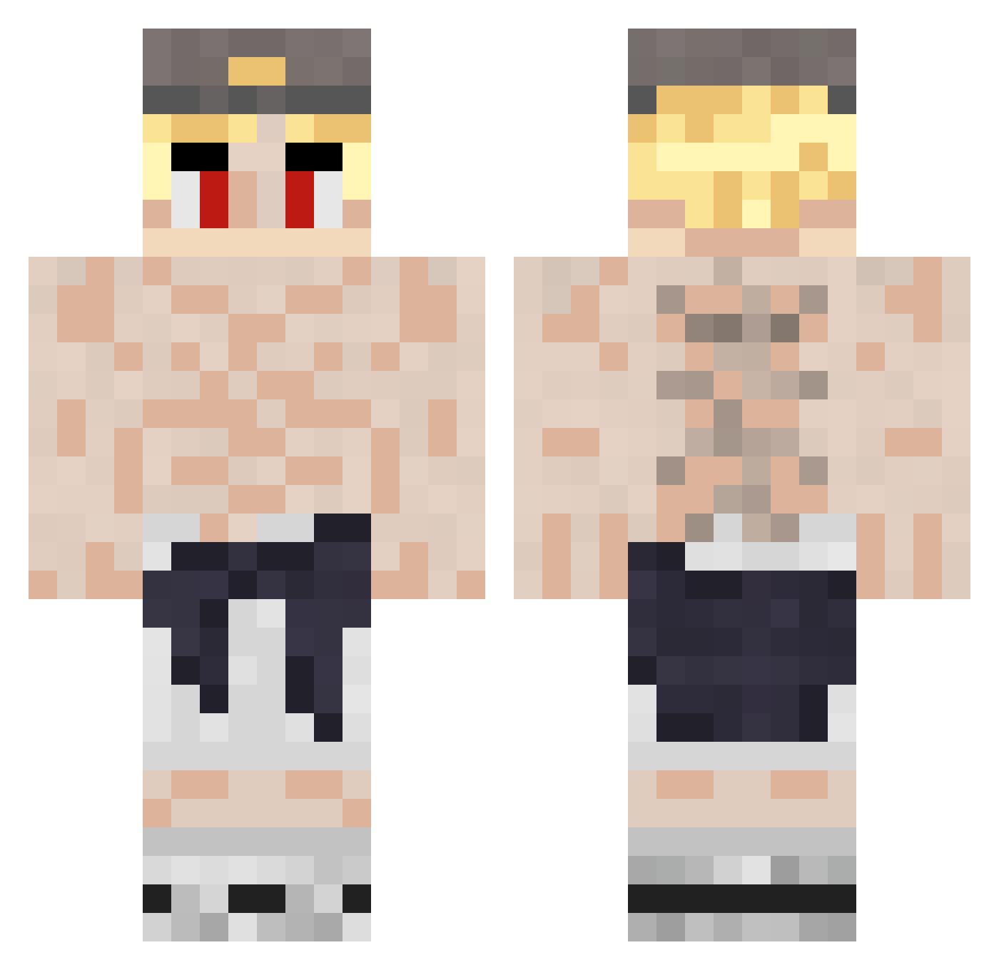 D3m0nLuck Minecraft skin, front and back view
