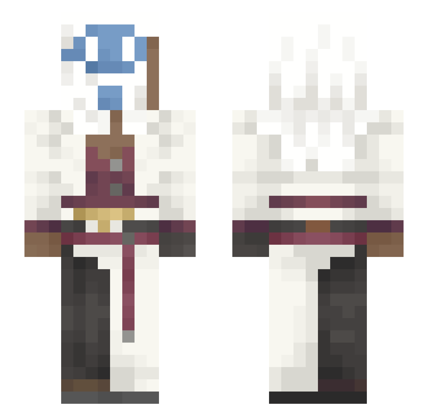 Mooptheon Minecraft skin, front and back view