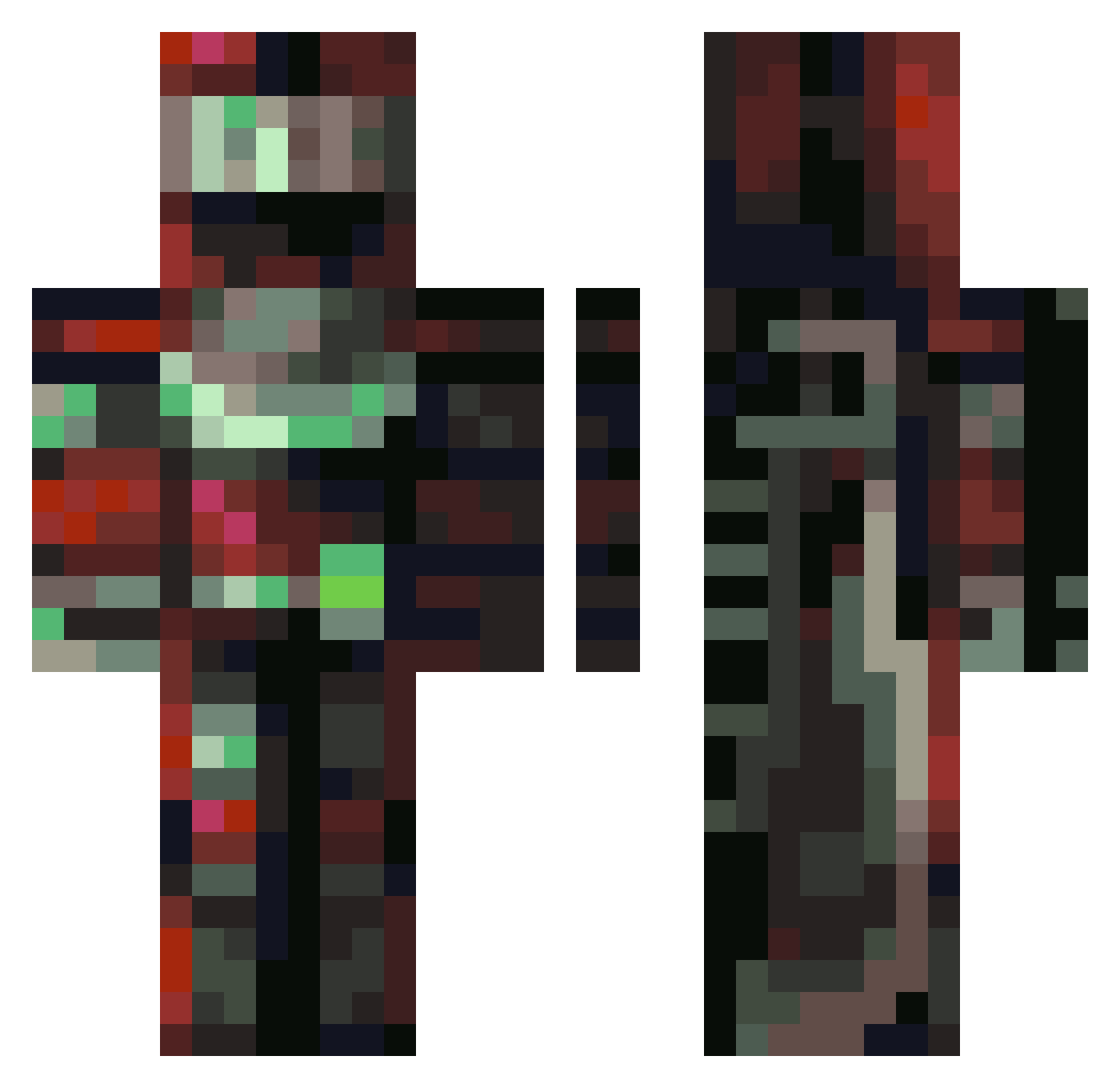 Grimm1028 Minecraft skin, front and back view