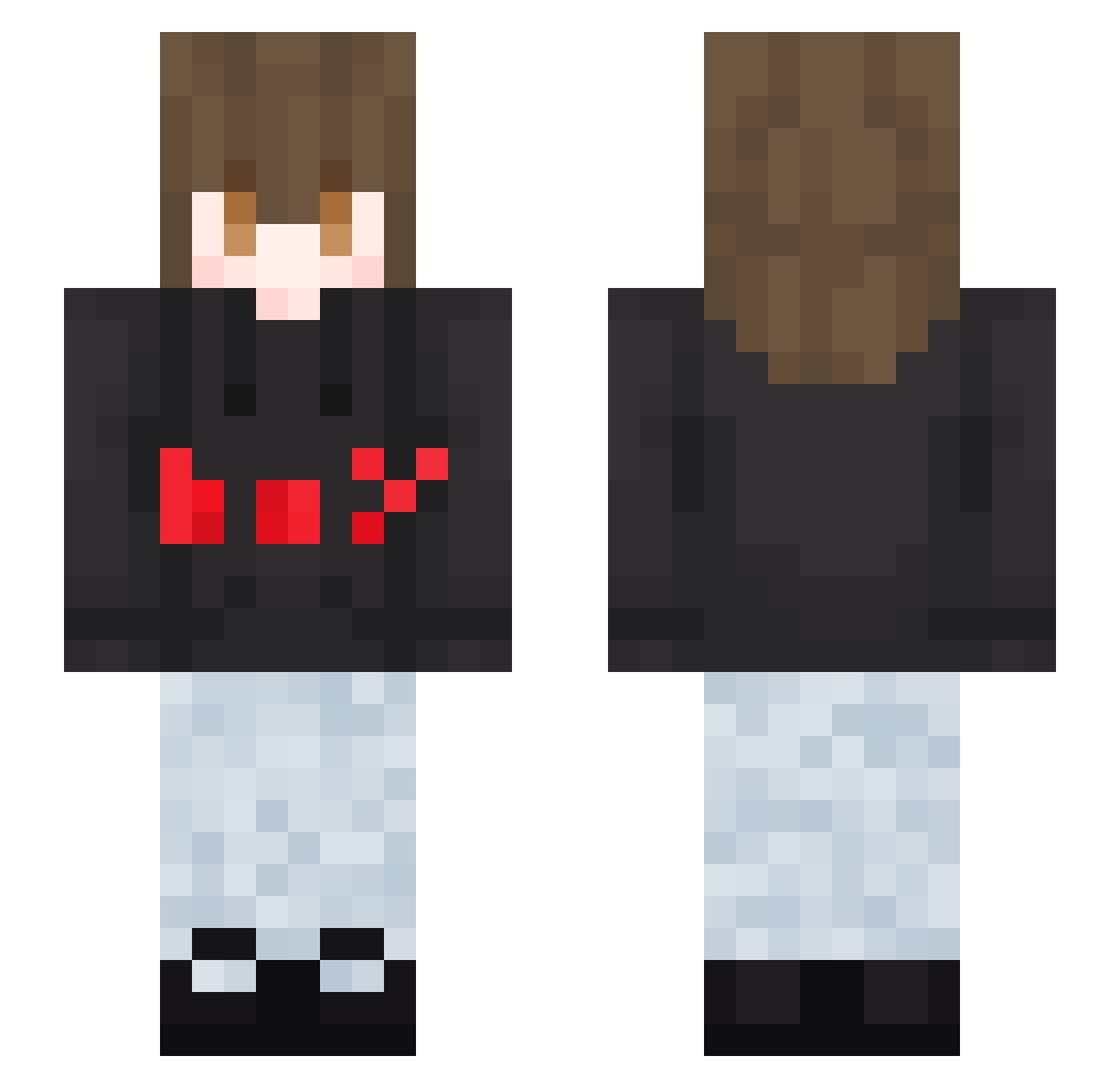 TuttyFrutty Minecraft skin, front and back view