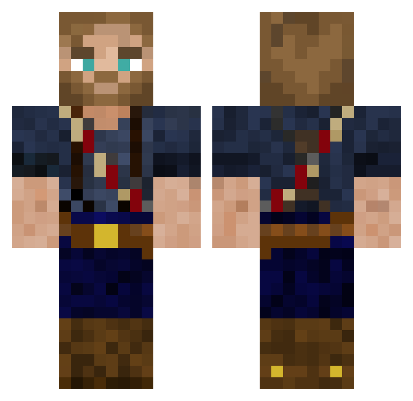 RustyJago Minecraft skin, front and back view