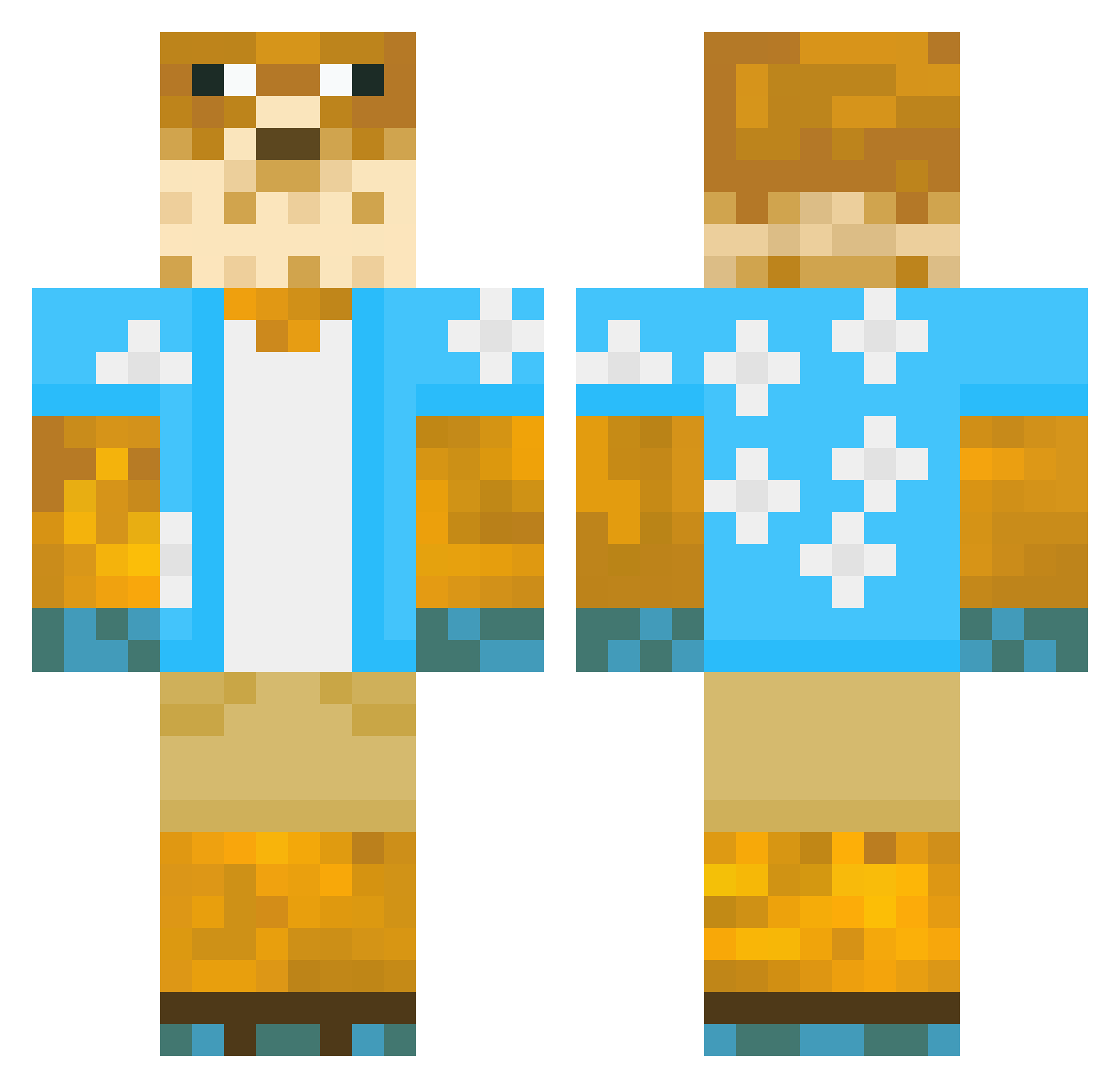 Plaintive Minecraft skin, front and back view