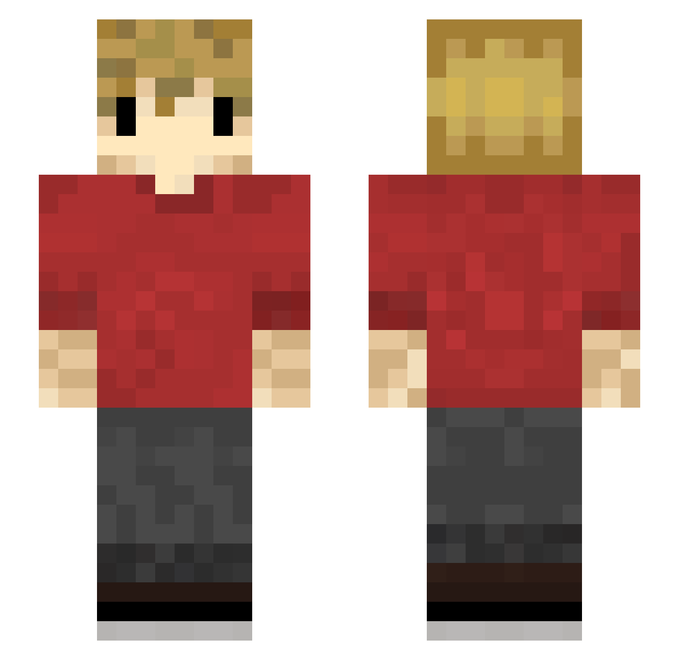 Vurple1 Minecraft skin, front and back view