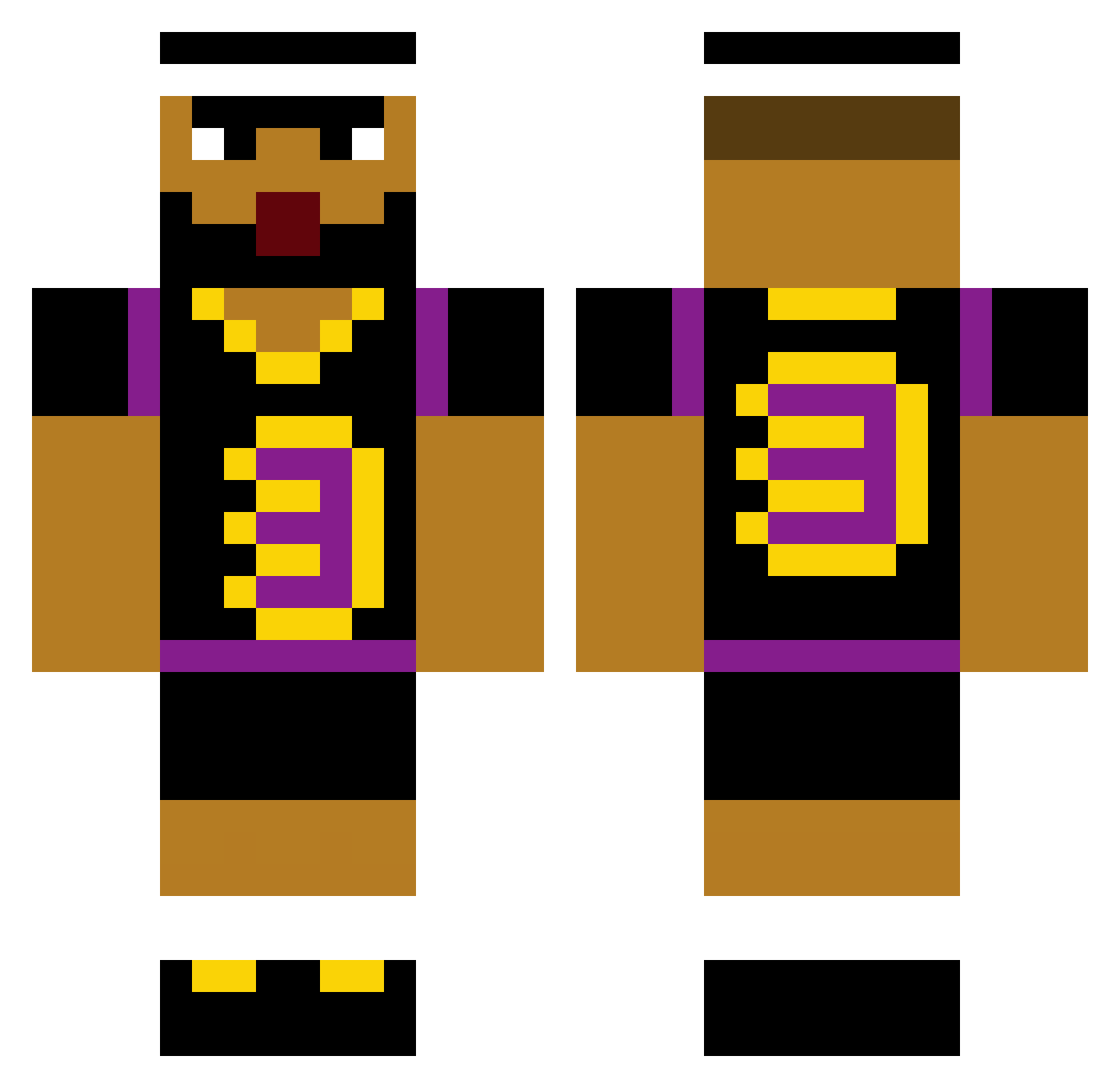 MiguelZone Minecraft skin, front and back view