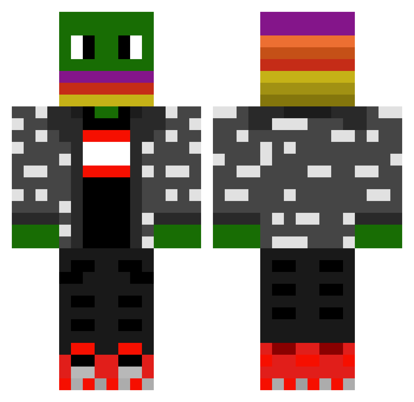 Kermitito Minecraft skin, front and back view