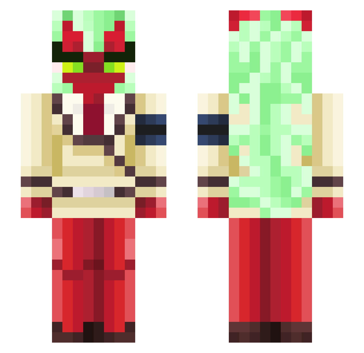 SpaceTorture Minecraft skin, front and back view