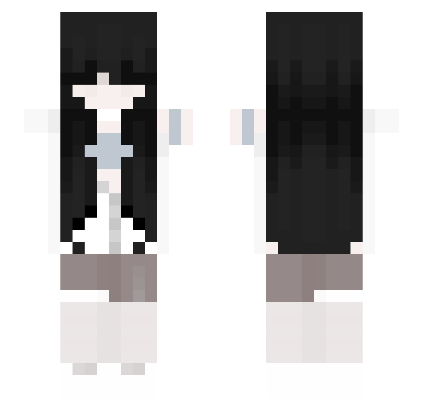 xiibi Minecraft skin, front and back view