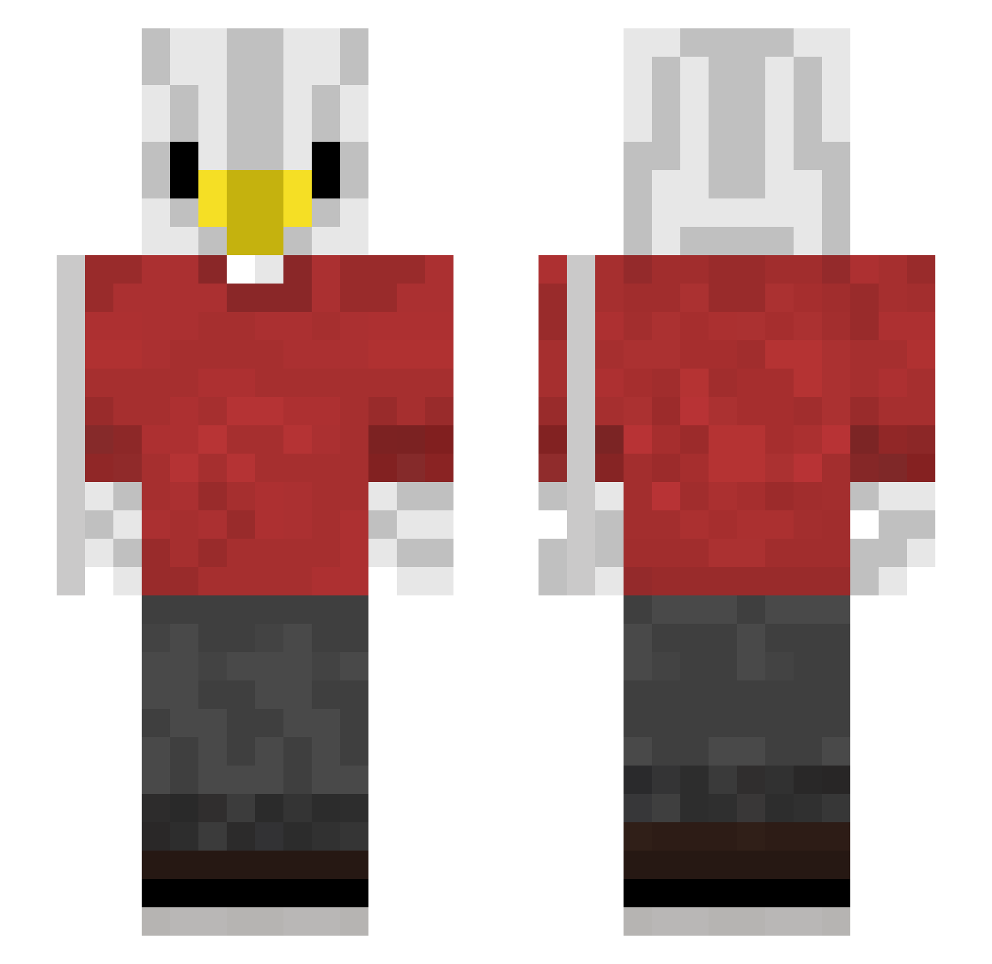 V0GELMENSCH Minecraft skin, front and back view