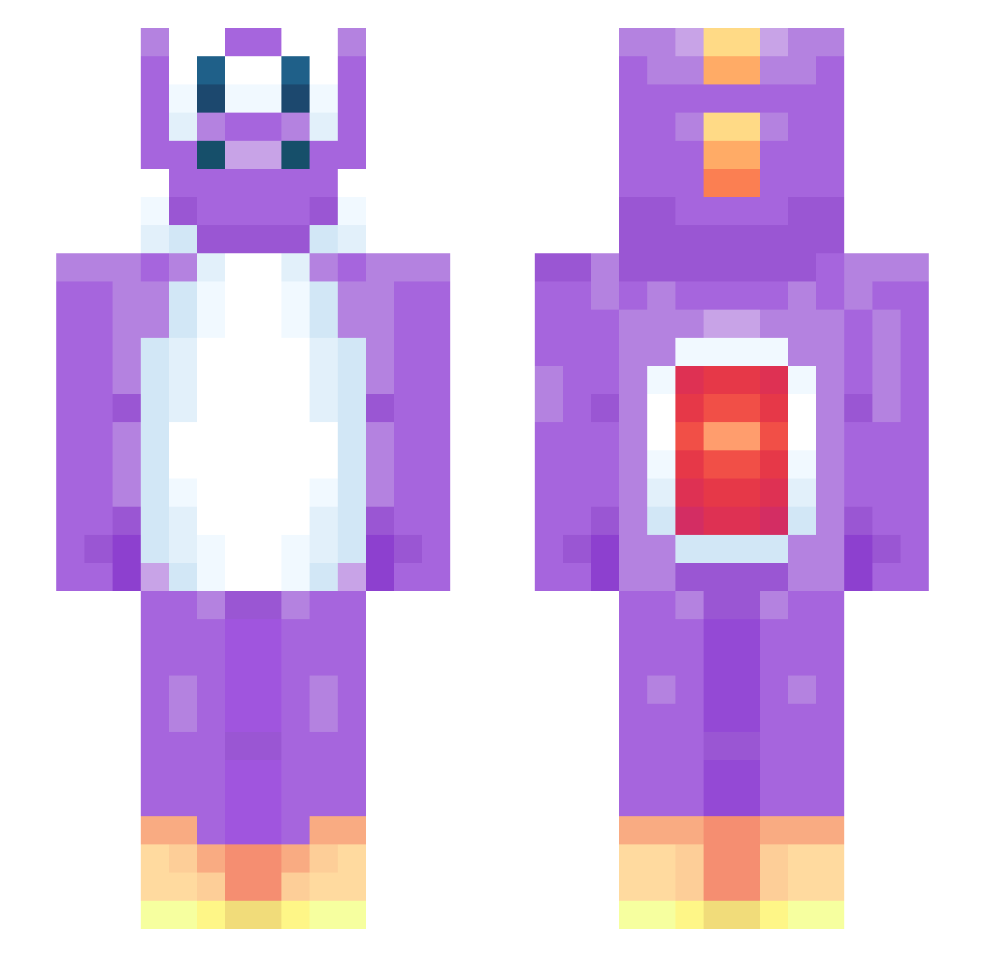 Fetrofa Minecraft skin, front and back view