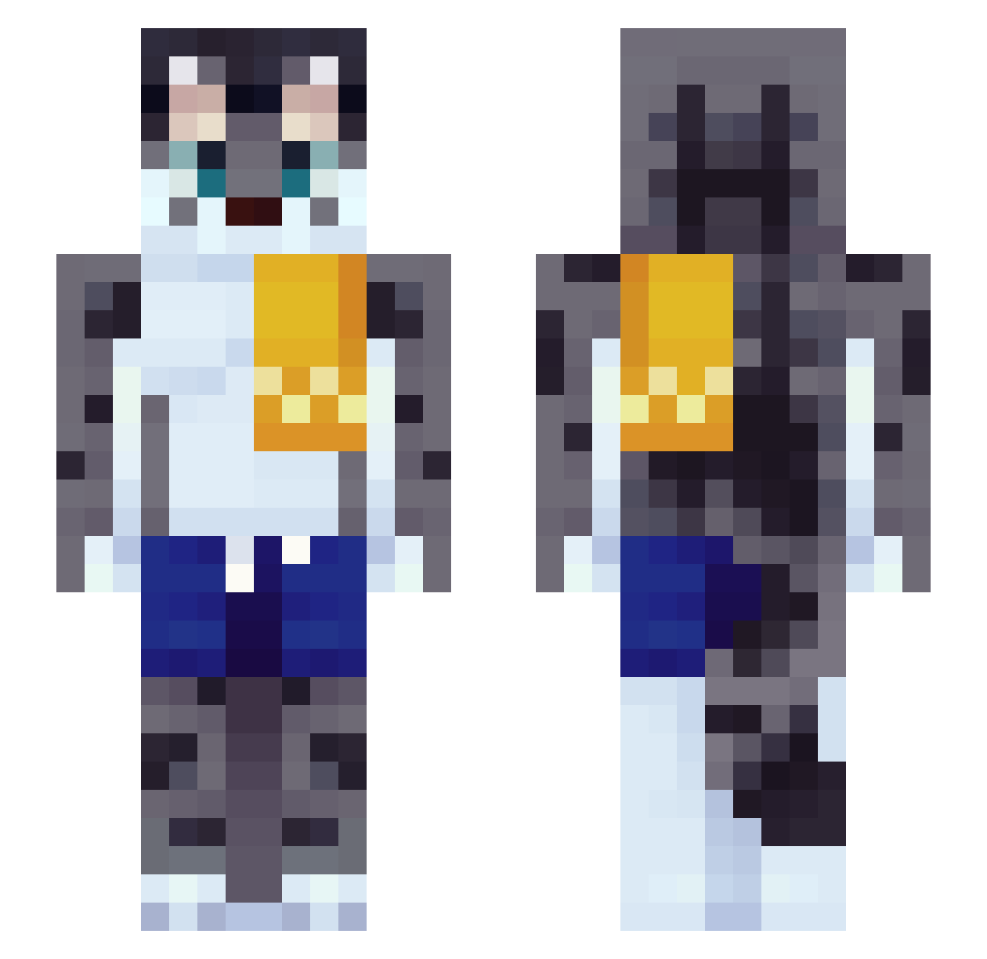 dezynio Minecraft skin, front and back view