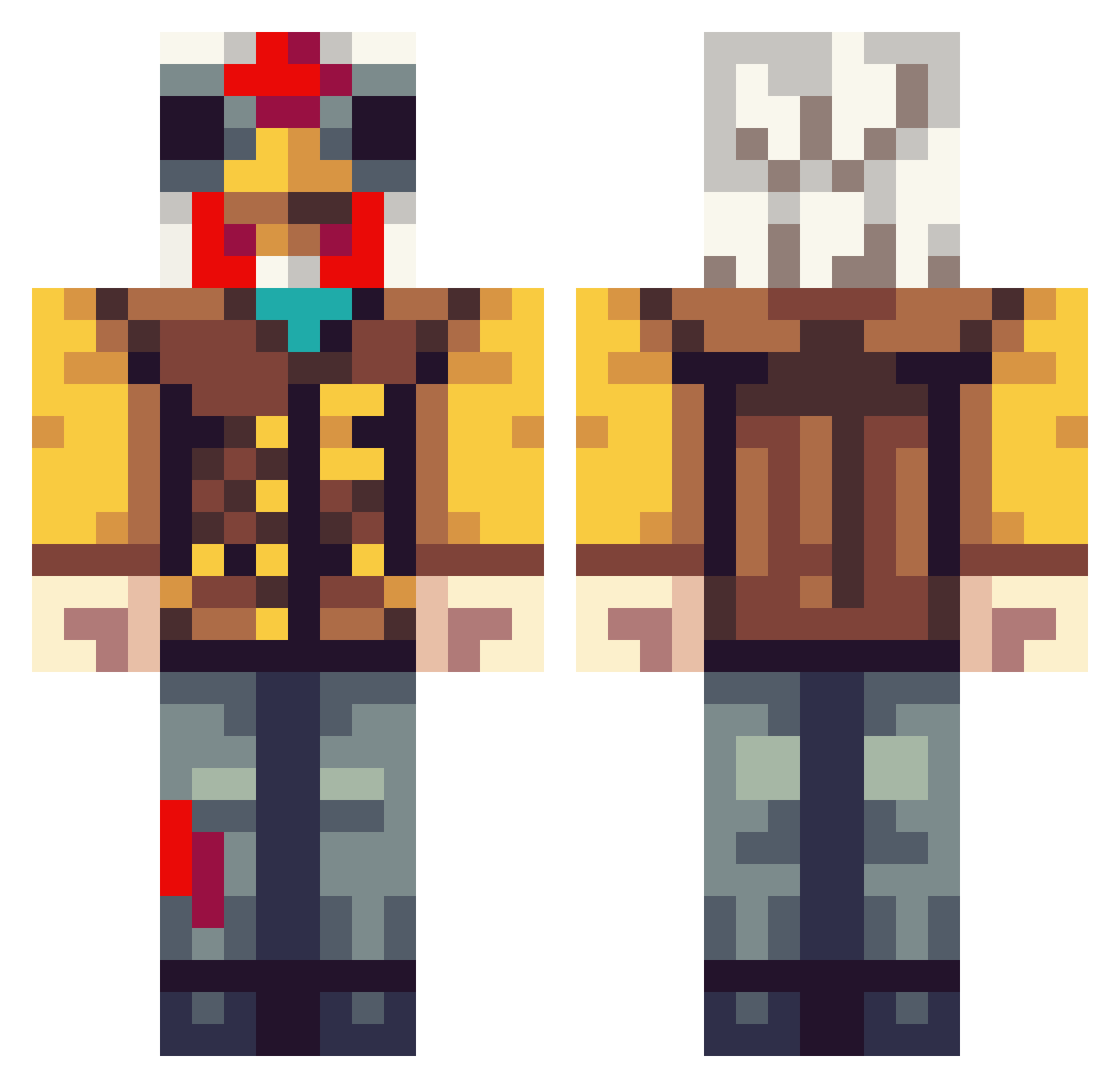 NutBustaa Minecraft skin, front and back view