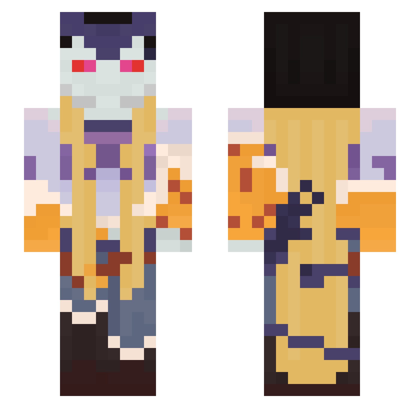Naquiren Minecraft skin, front and back view