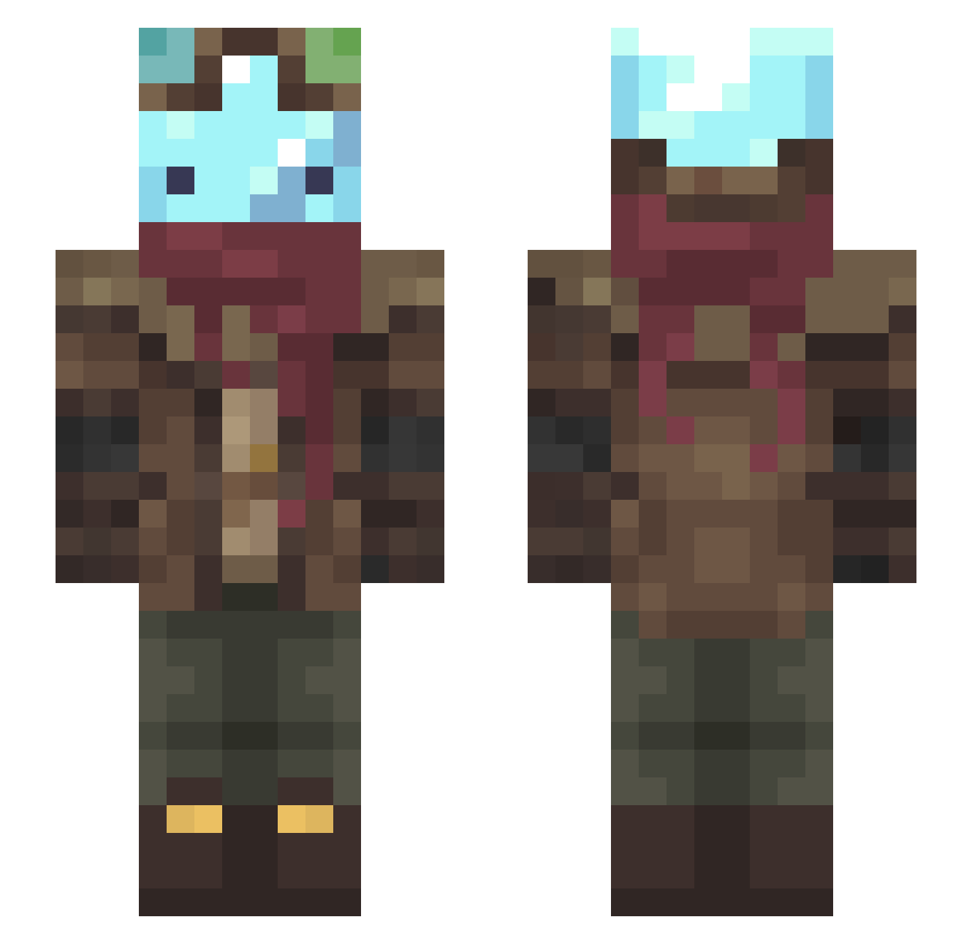 AWildSlowpoke Minecraft skin, front and back view