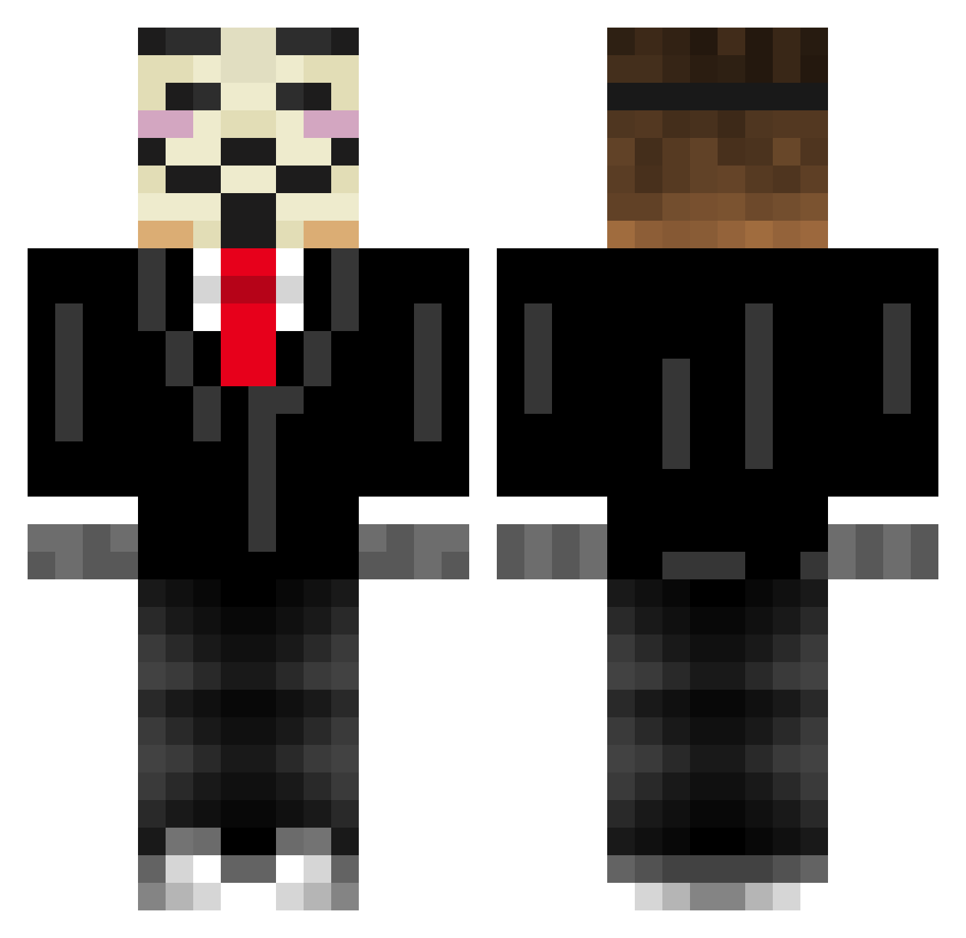 Hacker421 Minecraft skin, front and back view