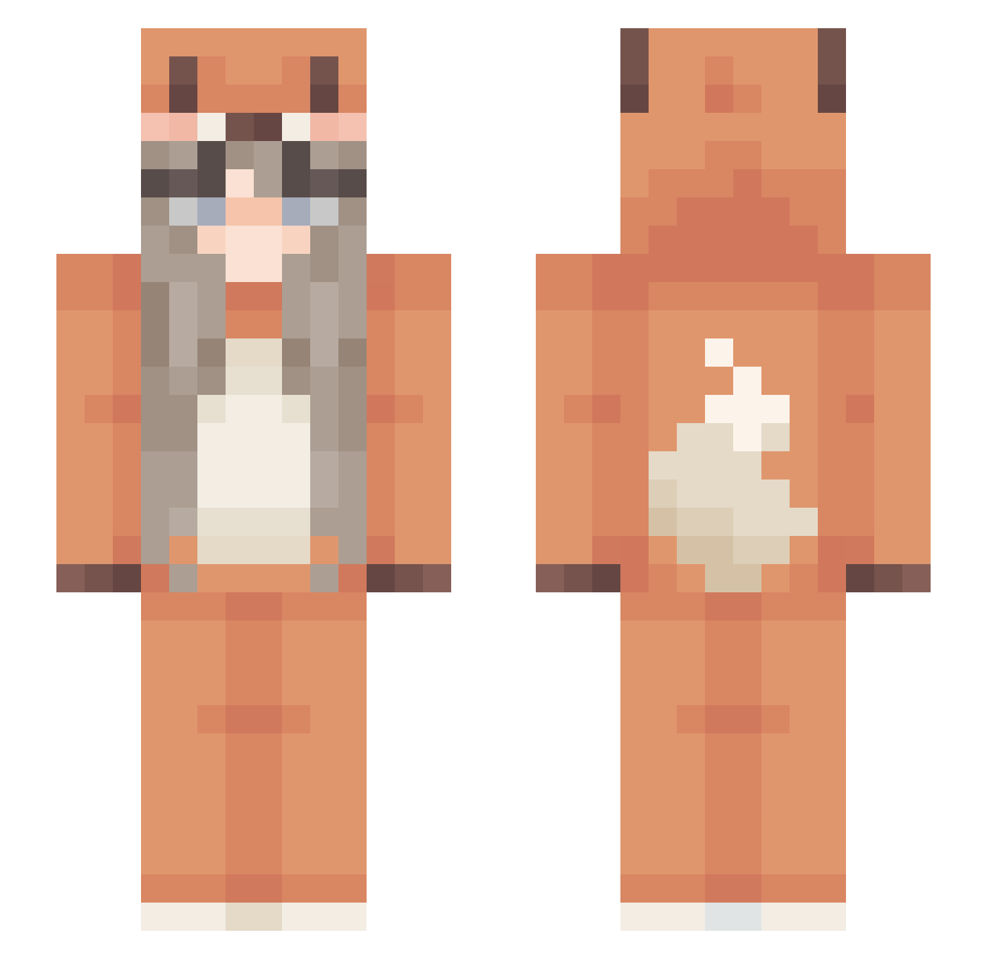 Dasha_Foxy Minecraft skin, front and back view