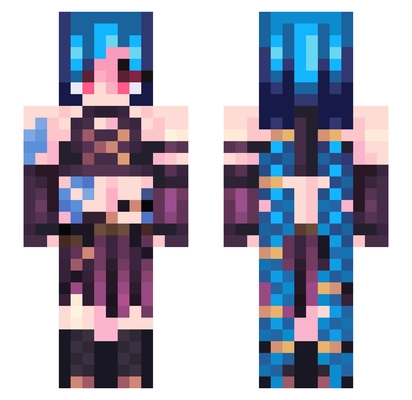 xliviah Minecraft skin, front and back view