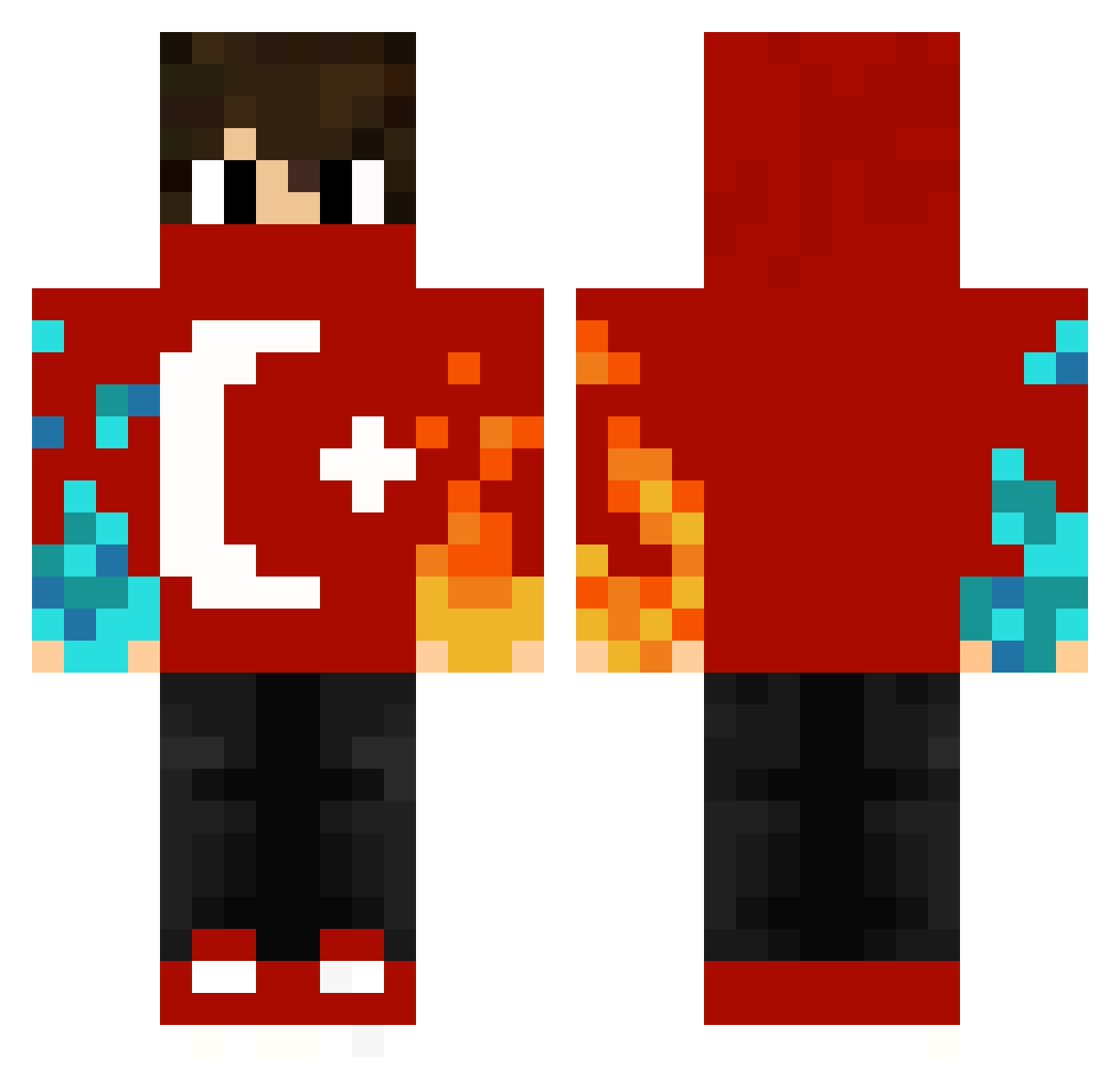 HedcatVakti Minecraft skin, front and back view