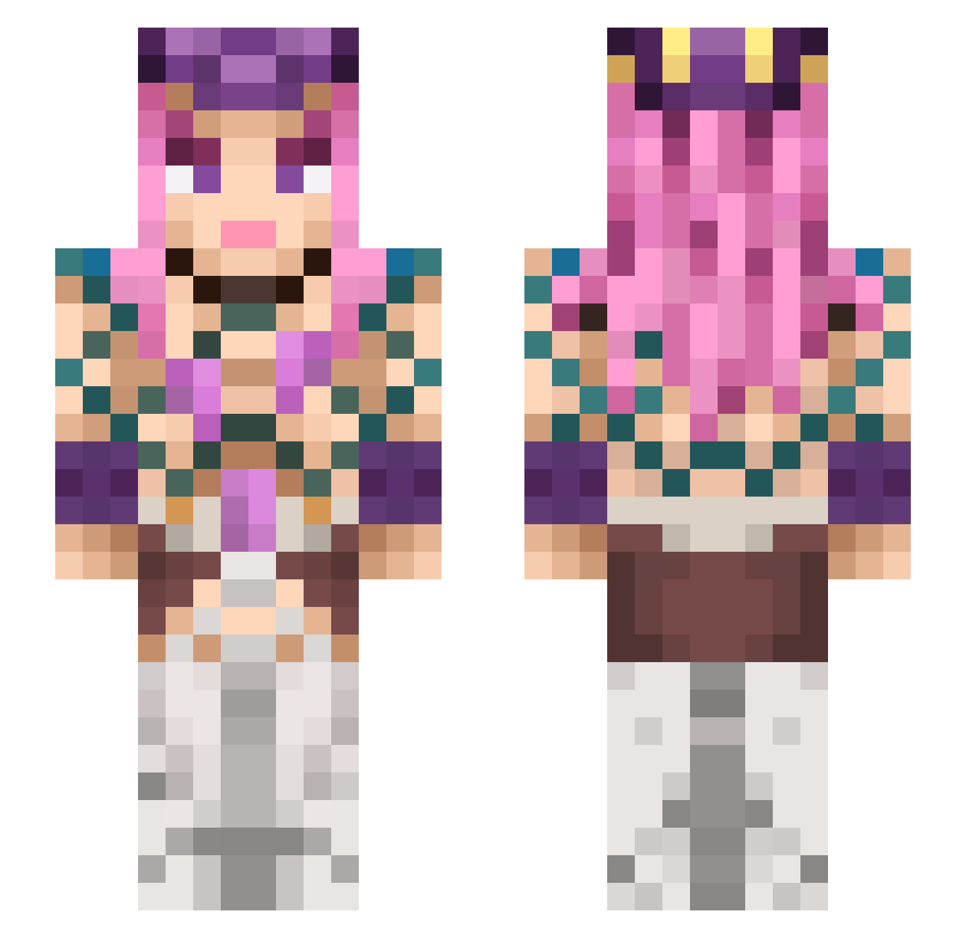 QueenEdge Minecraft skin, front and back view