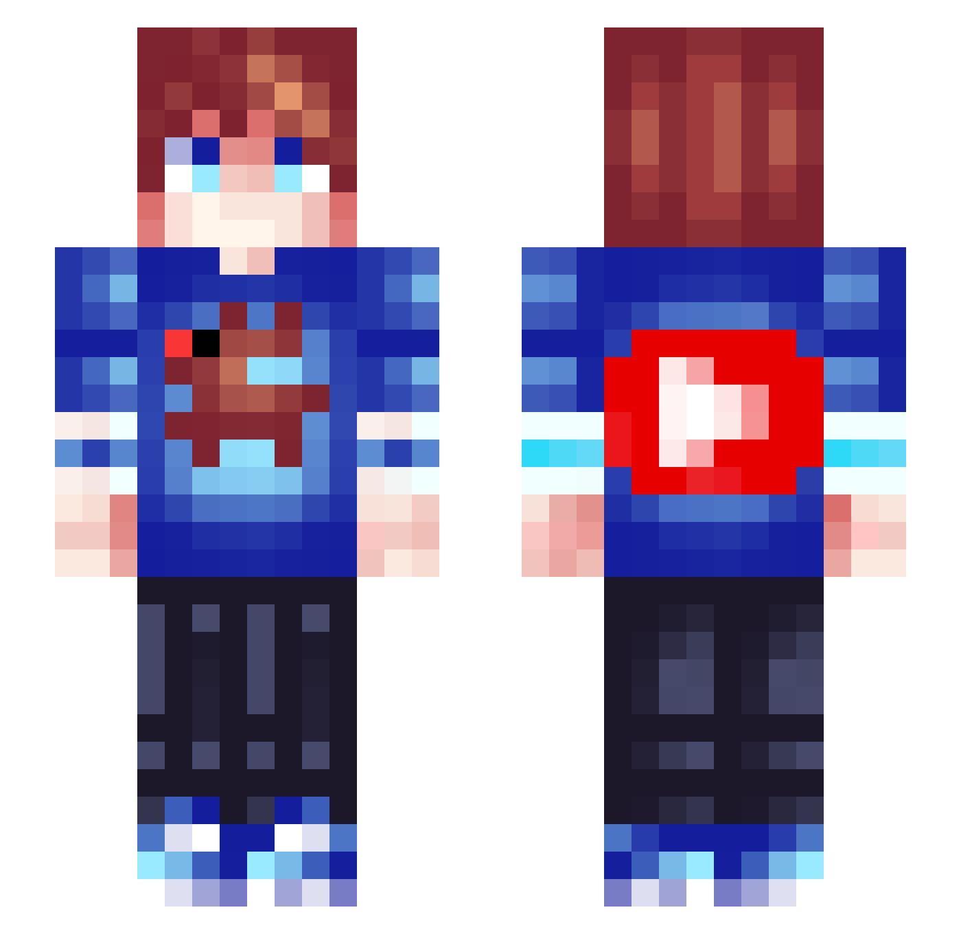 RasamahaYT Minecraft skin, front and back view