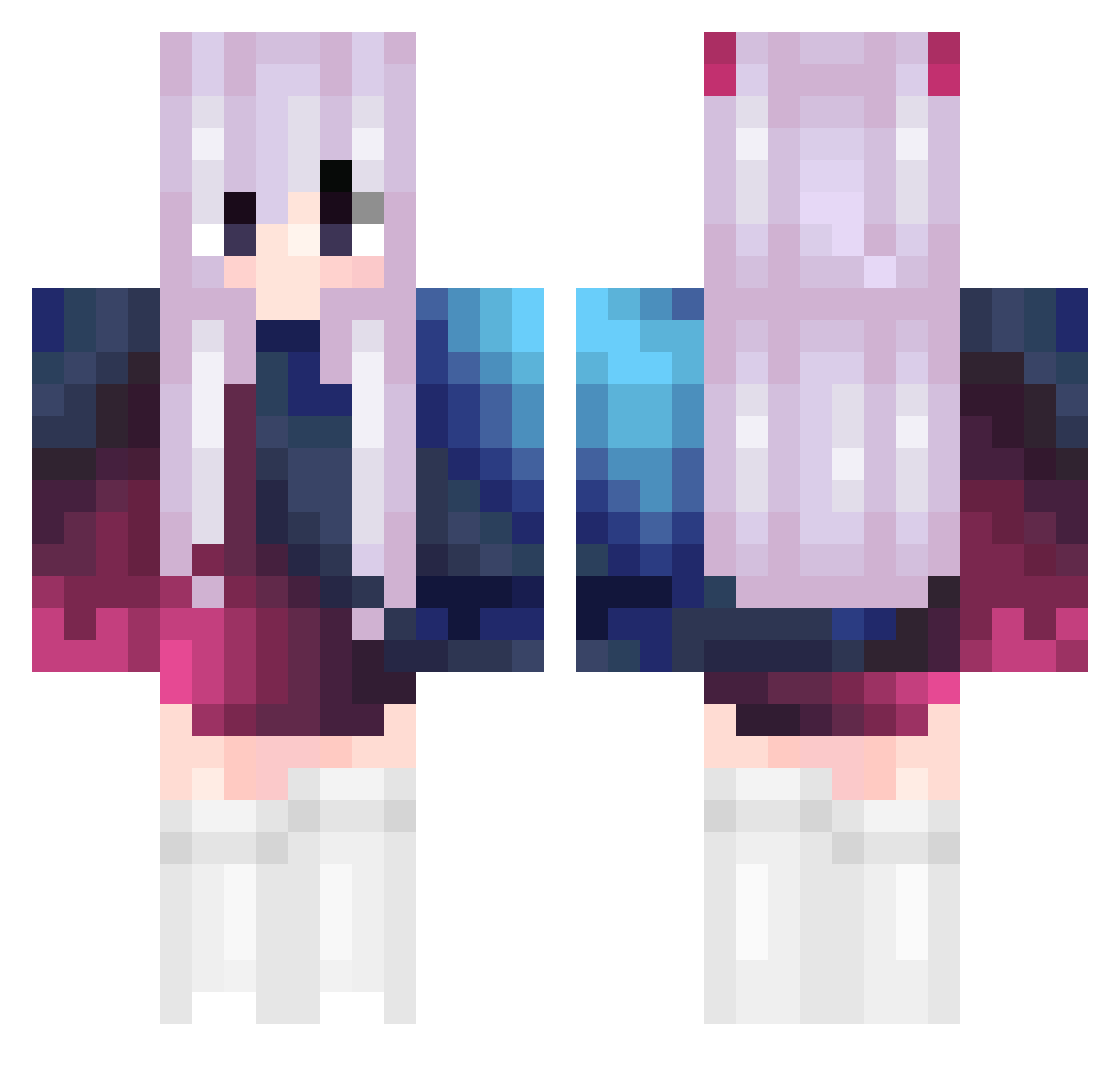 MagicPigZ17 Minecraft skin, front and back view