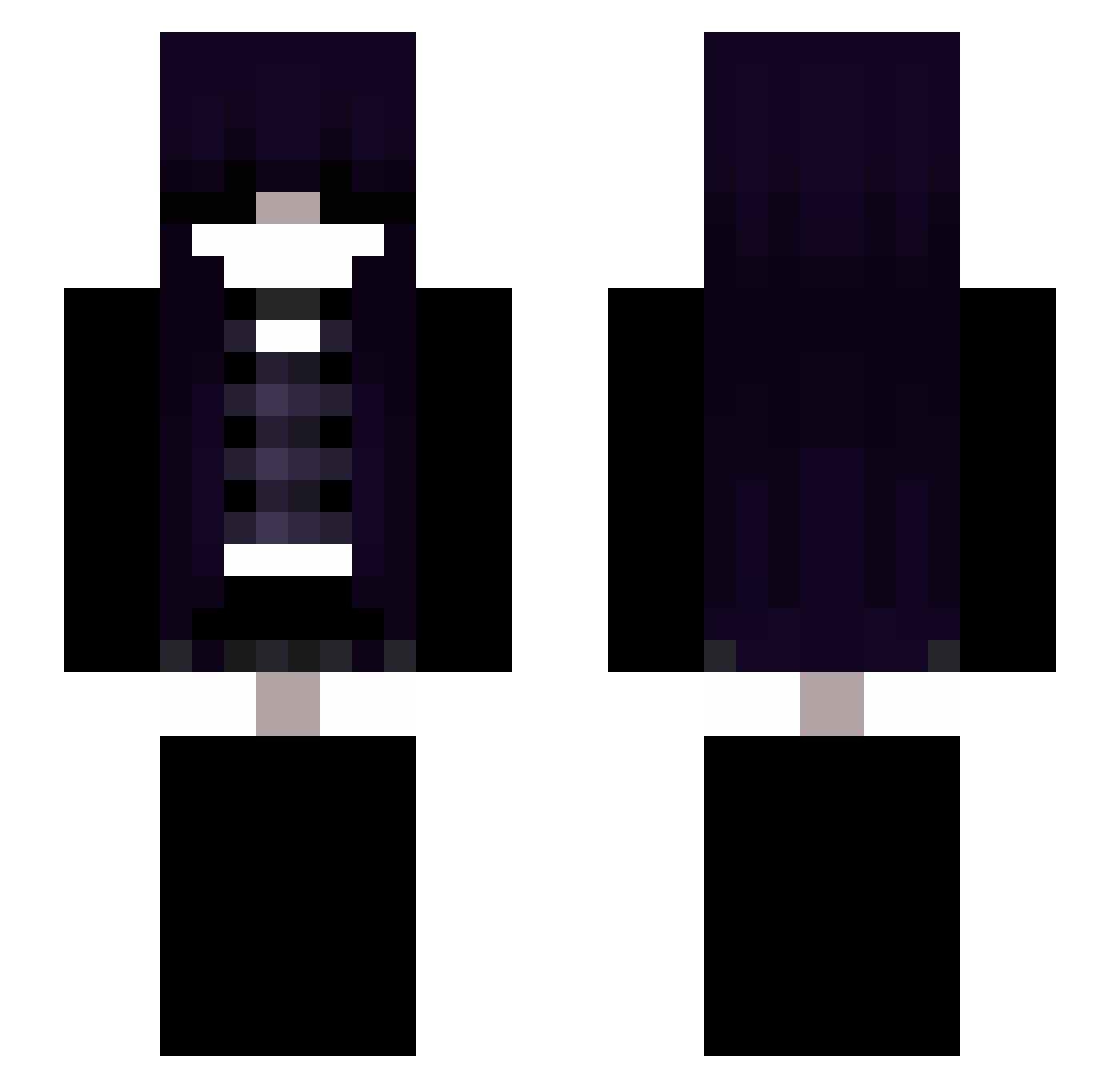 Scaredness Minecraft skin, front and back view