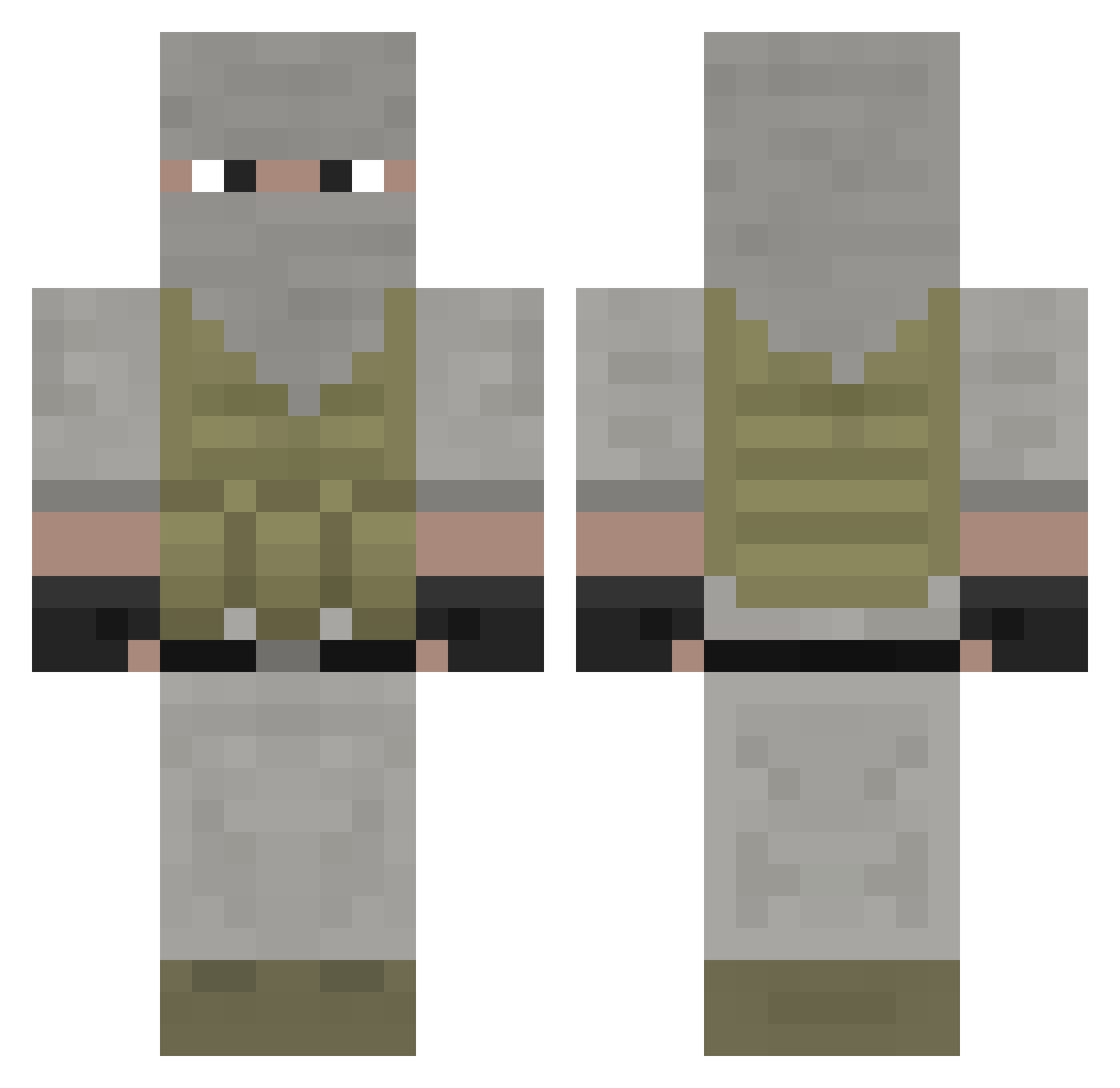 swordstick Minecraft skin, front and back view