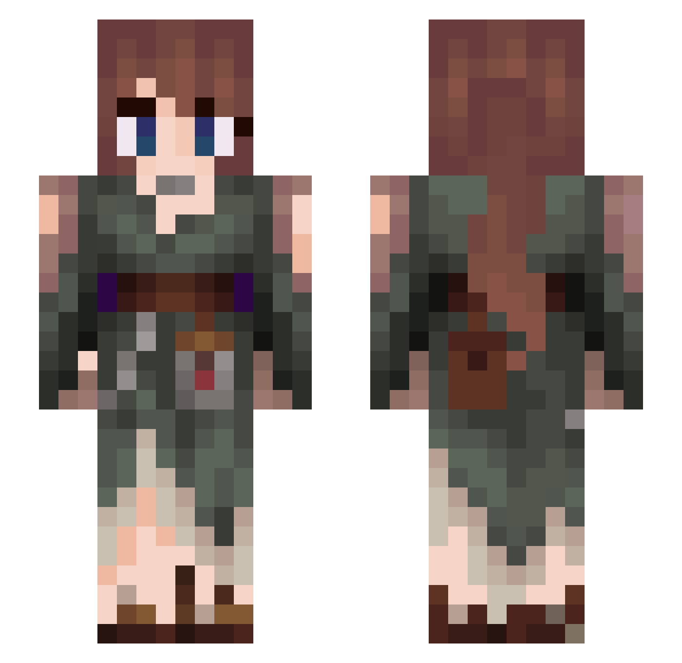 Wr3nny Minecraft skin, front and back view