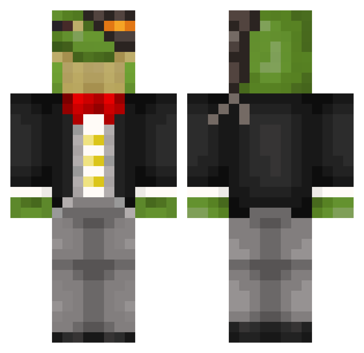 coldhandgaming Minecraft skin, front and back view