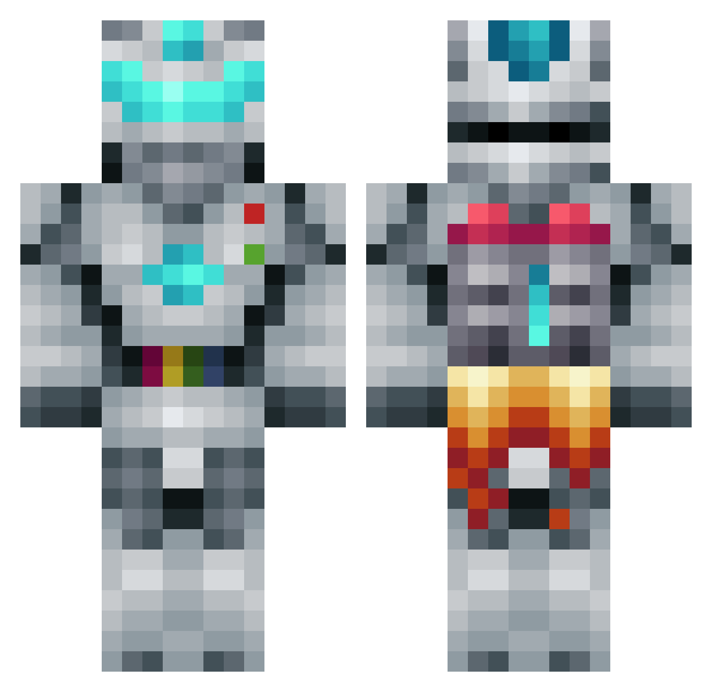 Tek_ Minecraft skin, front and back view