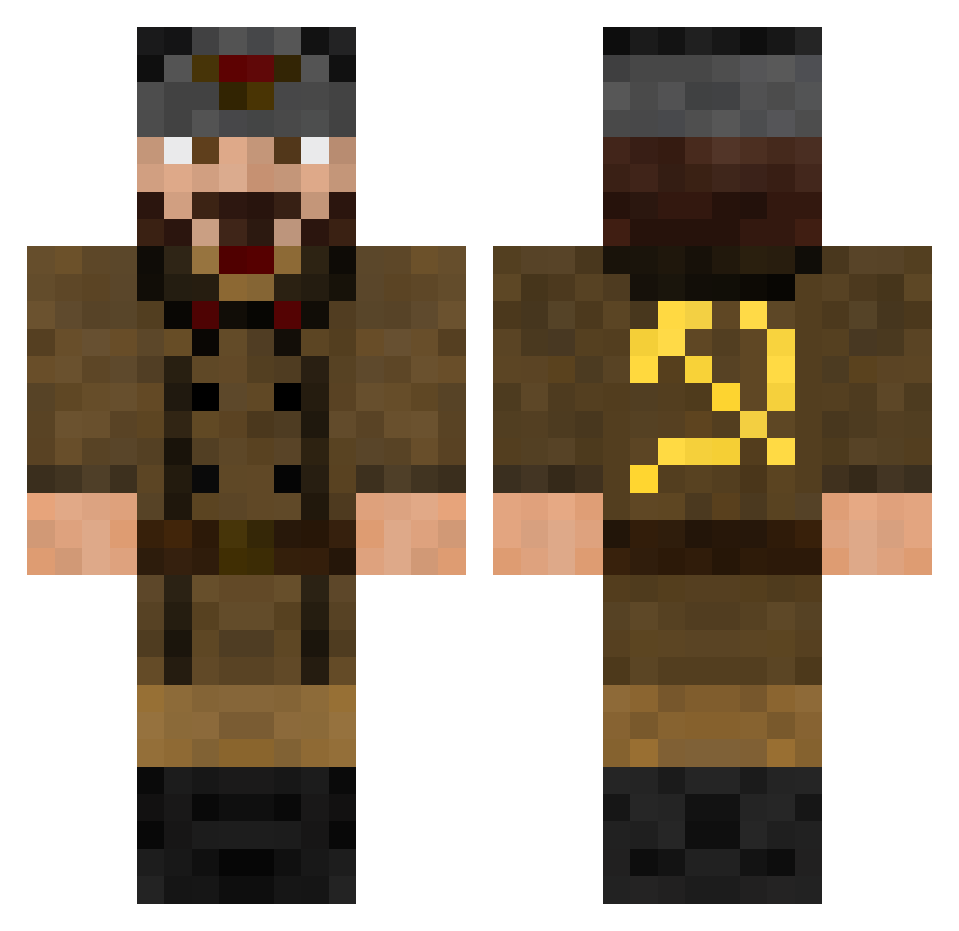 TwoSkies Minecraft skin, front and back view