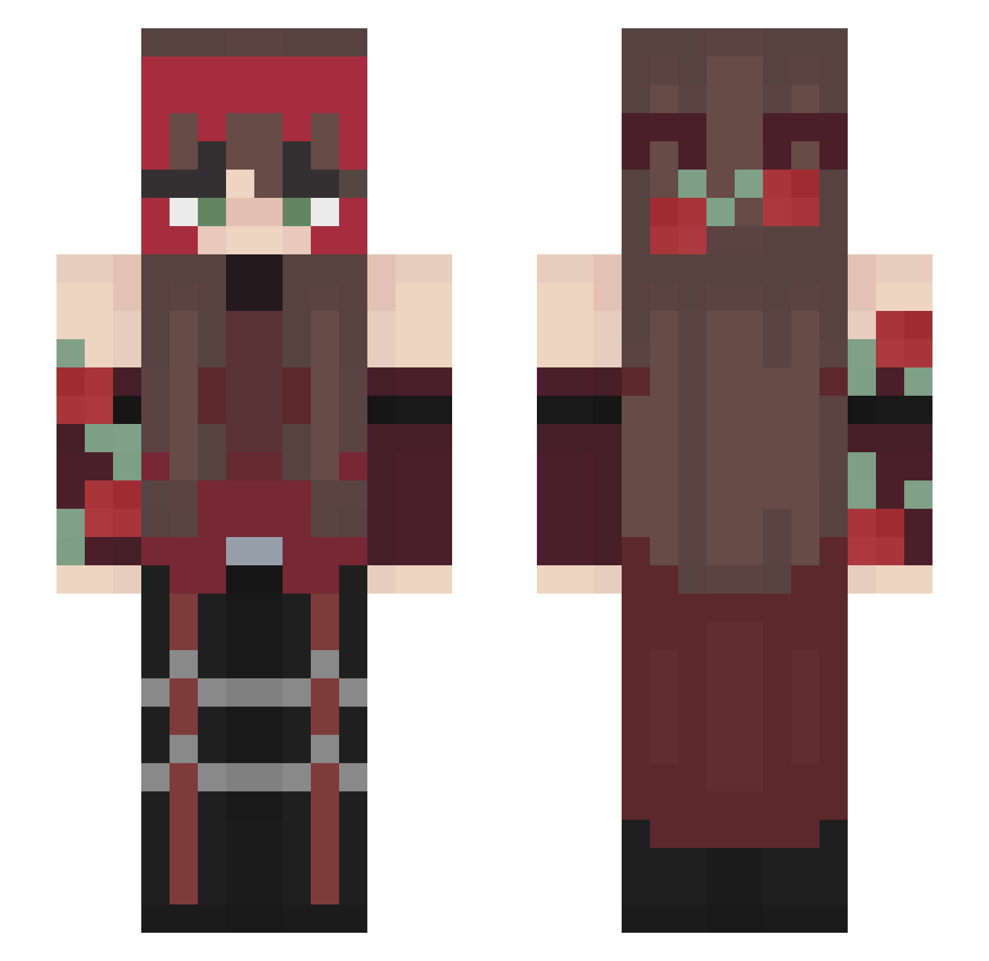 pvlco Minecraft skin, front and back view