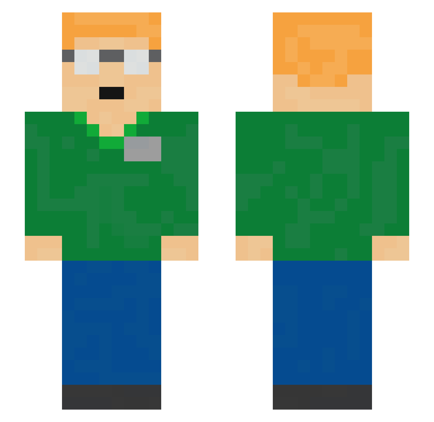 MaxPowEndless Minecraft skin, front and back view